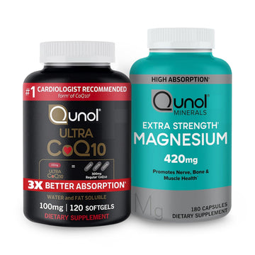 Qunol CoQ10 100mg Softgels, 3X Better Absorption 4 Month Supply + 120 Count Magnesium Qunol buy supplements canada