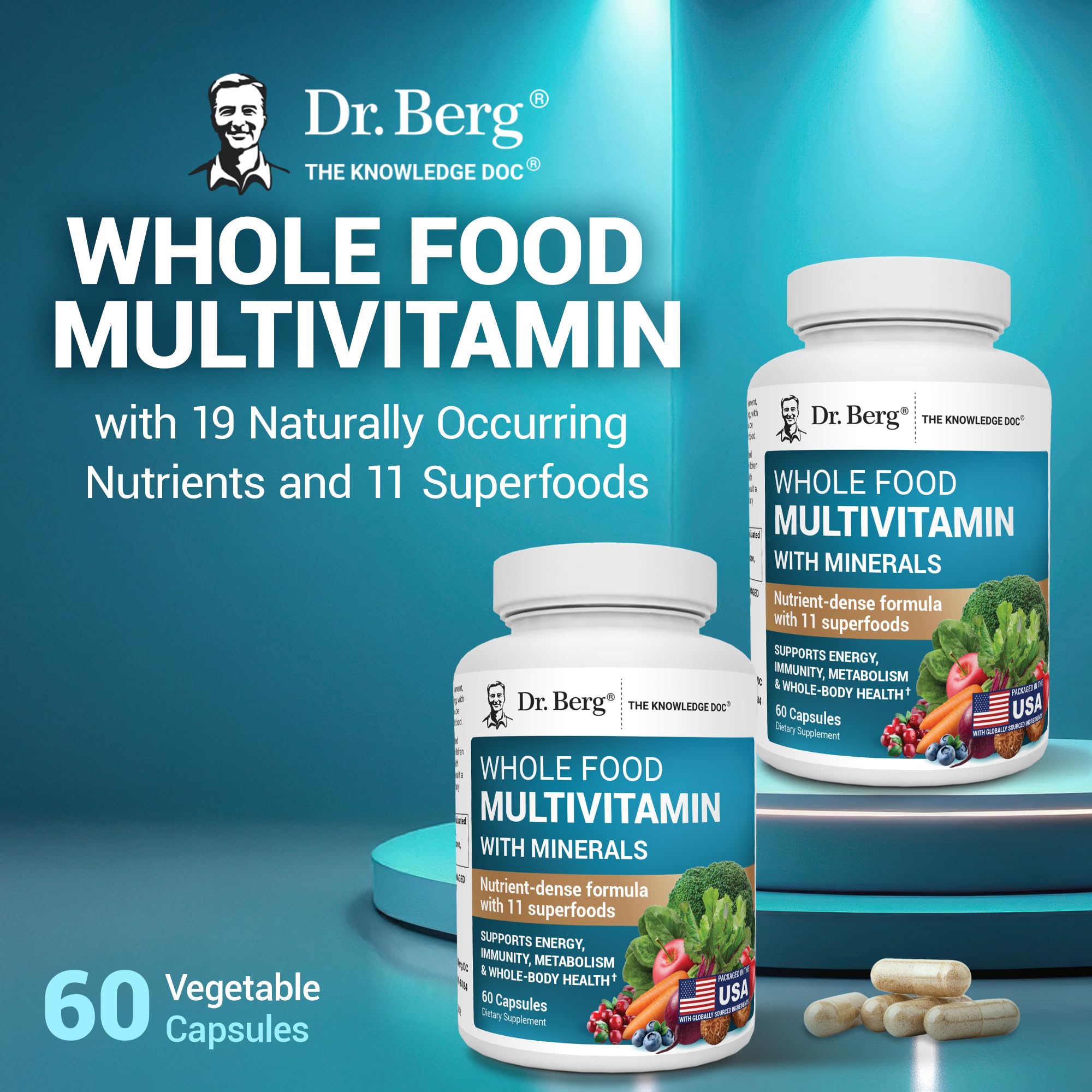 Dr. Berg Whole Food Multivitamin with Minerals - Daily Multivitamin for Men and Women - Includes Premium Whole Food Fruits and Vegetable Blend with Folate Dr. Berg Nutritionals buy supplements canada