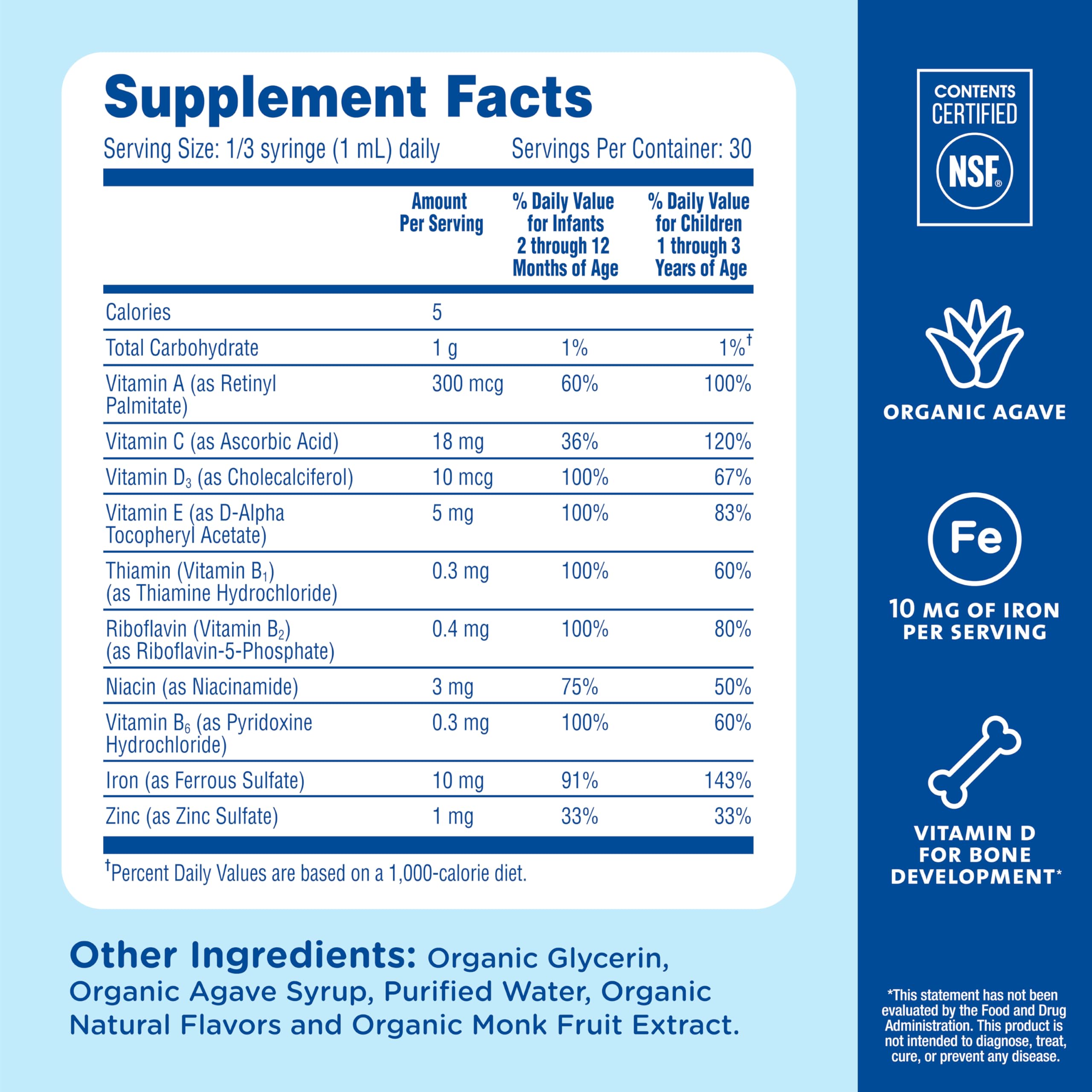Mommy's Bliss Baby Multivitamin + Iron, Daily Essential Baby Vitamins for Immune Support, Healthy Growth & Bone Development, Age 2 Months+, 30 ml Mommy's Bliss buy supplements canada