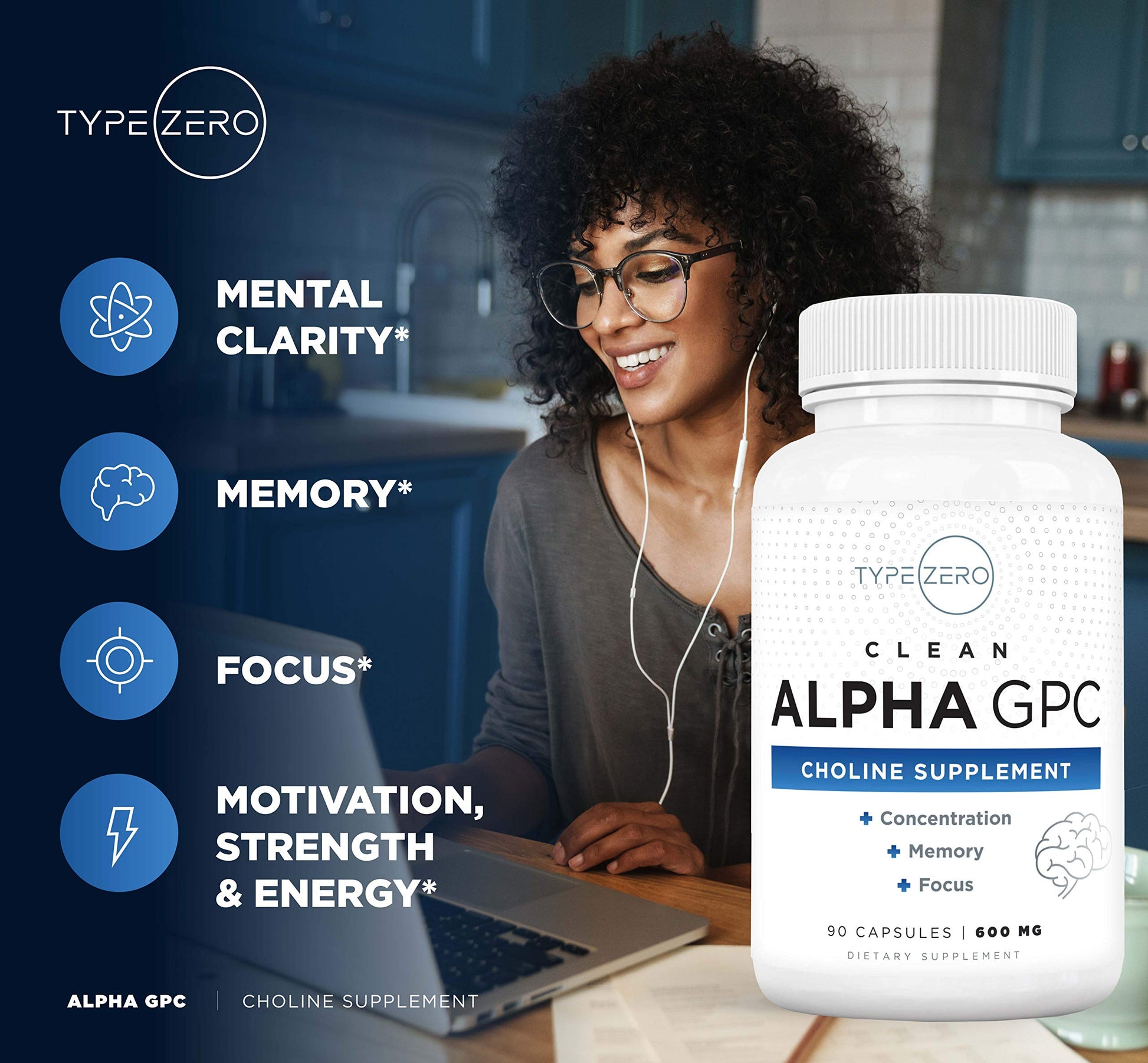 Type Zero Ultra Clean Alpha GPC Choline Supplement (600mg | 90 Capsules) Soy Free, Non-GMO Nootropics Alpha GPC 600mg / 300mg; Alpha-GPC Brain Memory and Focus Supplements Type Zero buy supplements canada