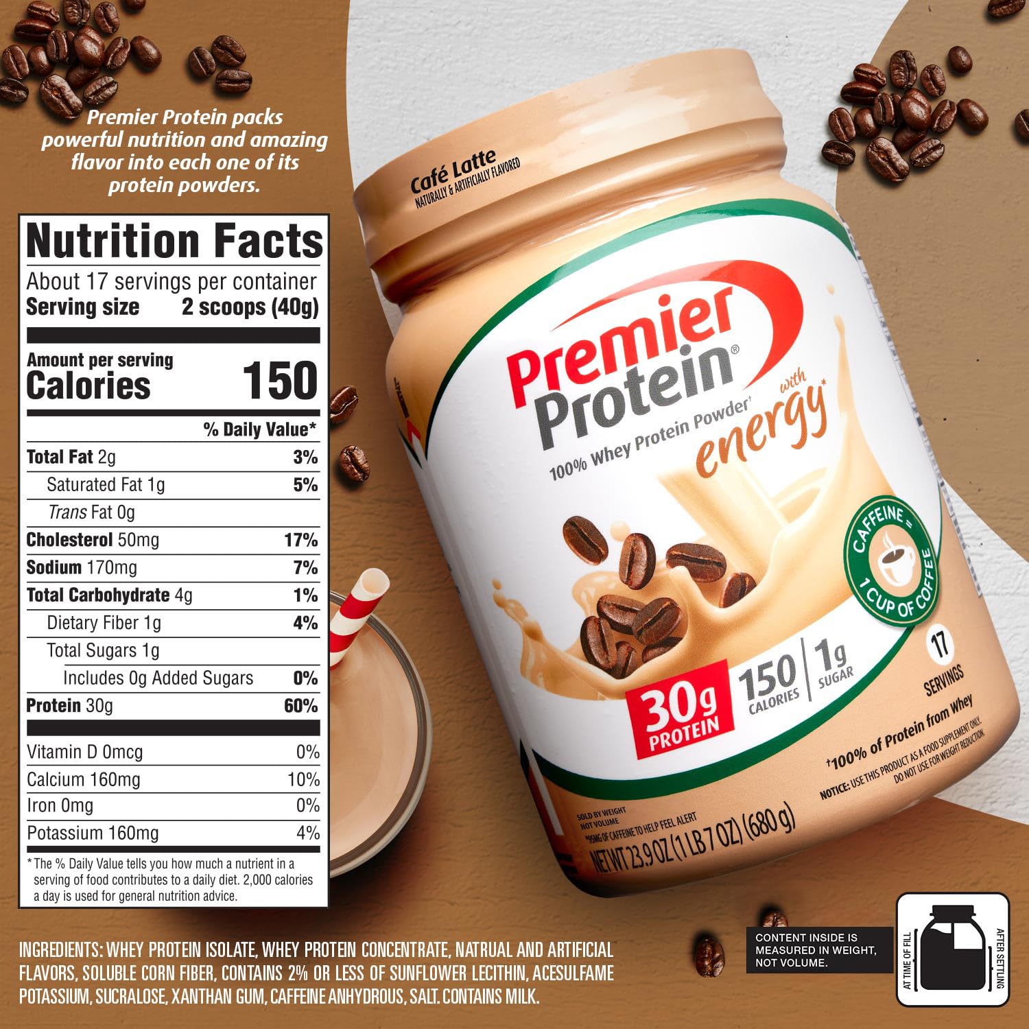 Premier Protein Powder, Cafe Latte , 30g Protein, 1g Sugar, 100% Whey Protein Premier Protein buy supplements canada