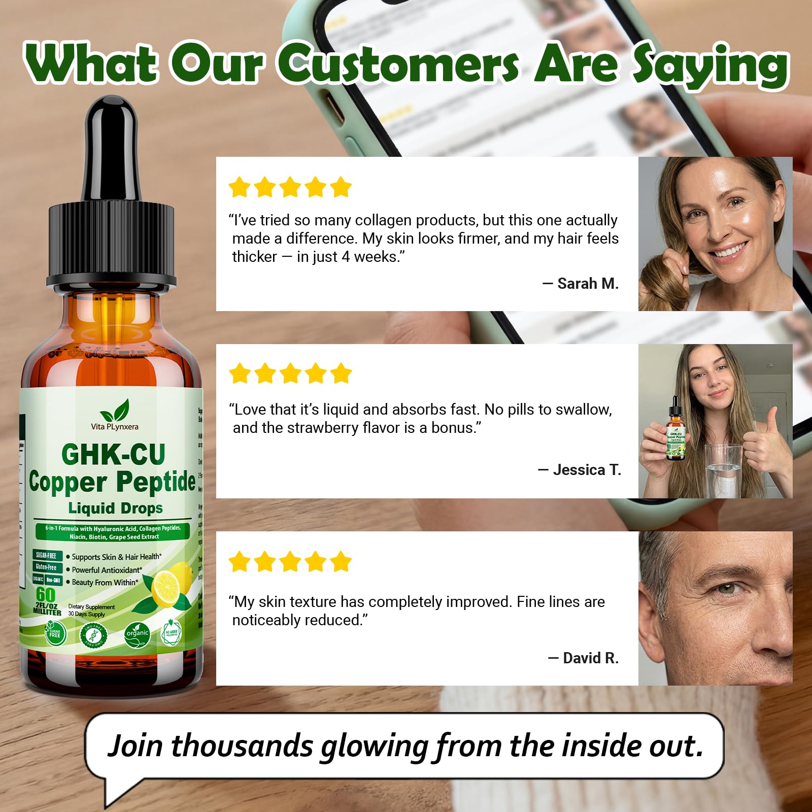 Vita PLynxera GHK-CU Peptide Supplement Liquid Drops, Premium 6-in-1 GHK CU Copper Peptides w. Marine Collagen Hyaluronic Acid Biotin for Anti-Aging, Skin Hair Growth Support, Oral Drops丨Women Men Vita PLynxera buy supplements canada