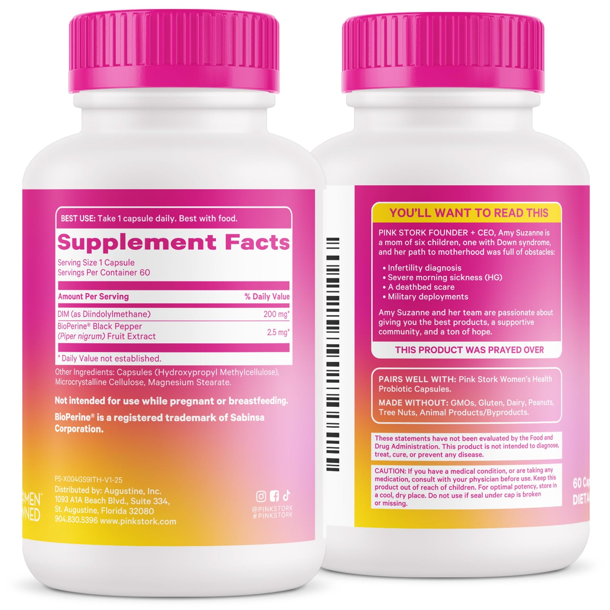 Pink Stork DIM Supplement for Women - Estrogen and Hormone Balance for Menopause, Perimenopause & PMS - DIM 200 mg Plus BioPerine for Mood Support - 60 Day Supply Pink Stork buy supplements canada