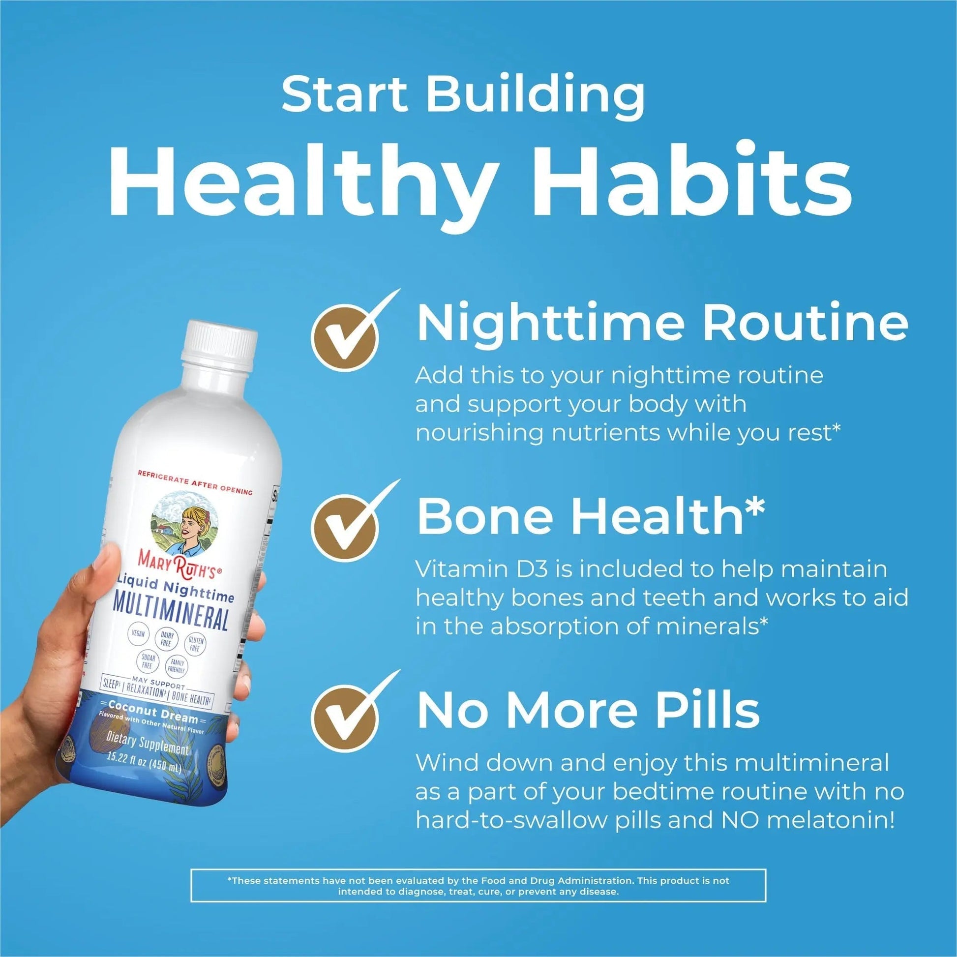 MaryRuth's Morning Multivitamin +Hair Growth (Peach Mango, 15oz), Nighttime Multimineral (Coconut, 15oz) & Probiotic Drops (2oz) | MARYRUTH'S buy supplements canada