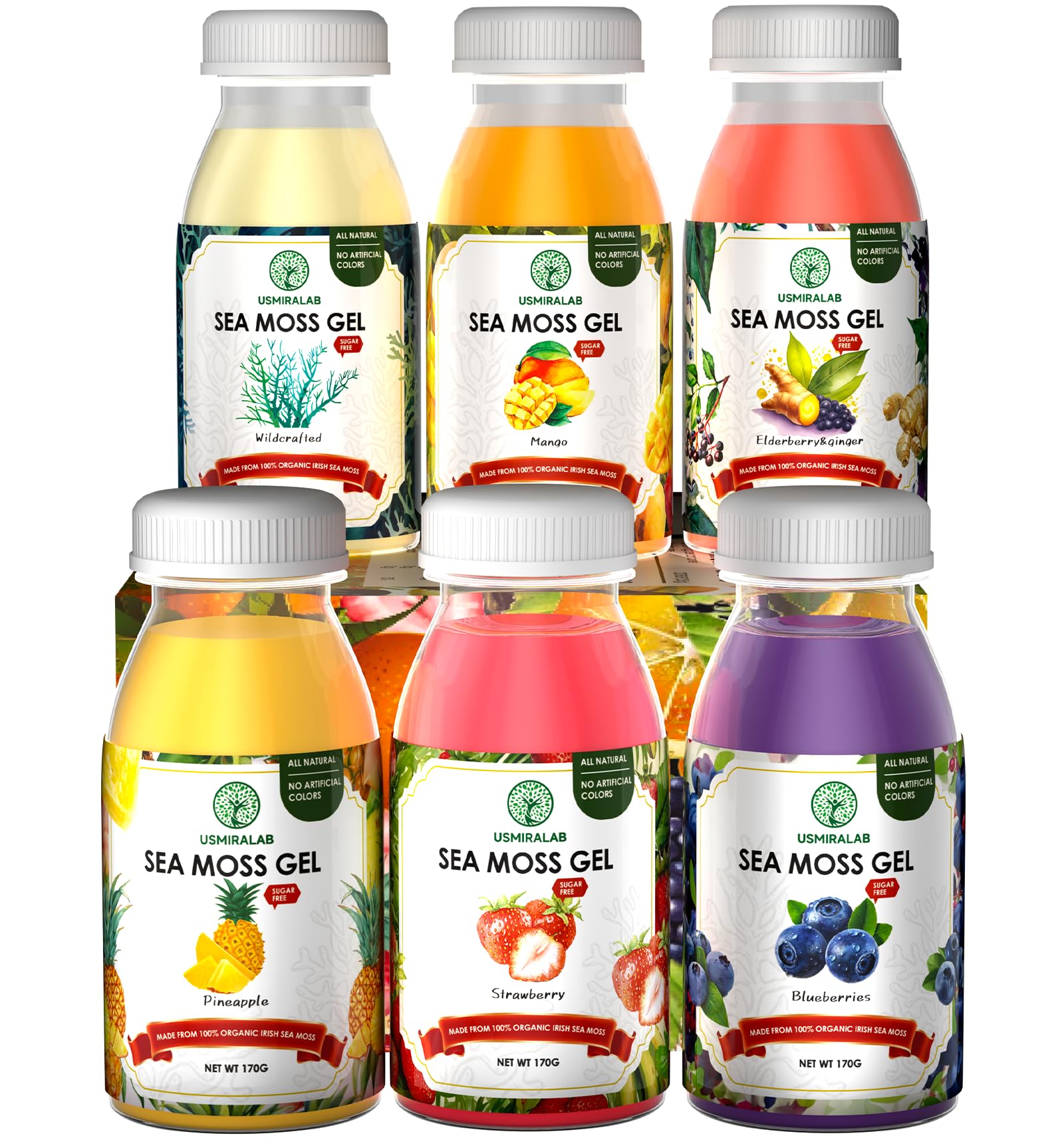 USMIRALAB Wildcrafted Sea Moss Gel for Purists： 6-Flavor Ritual Set (36oz) with Antioxidant Ocean Minerals | Pure Superfood Base Vegan USMIRALAB buy supplements canada