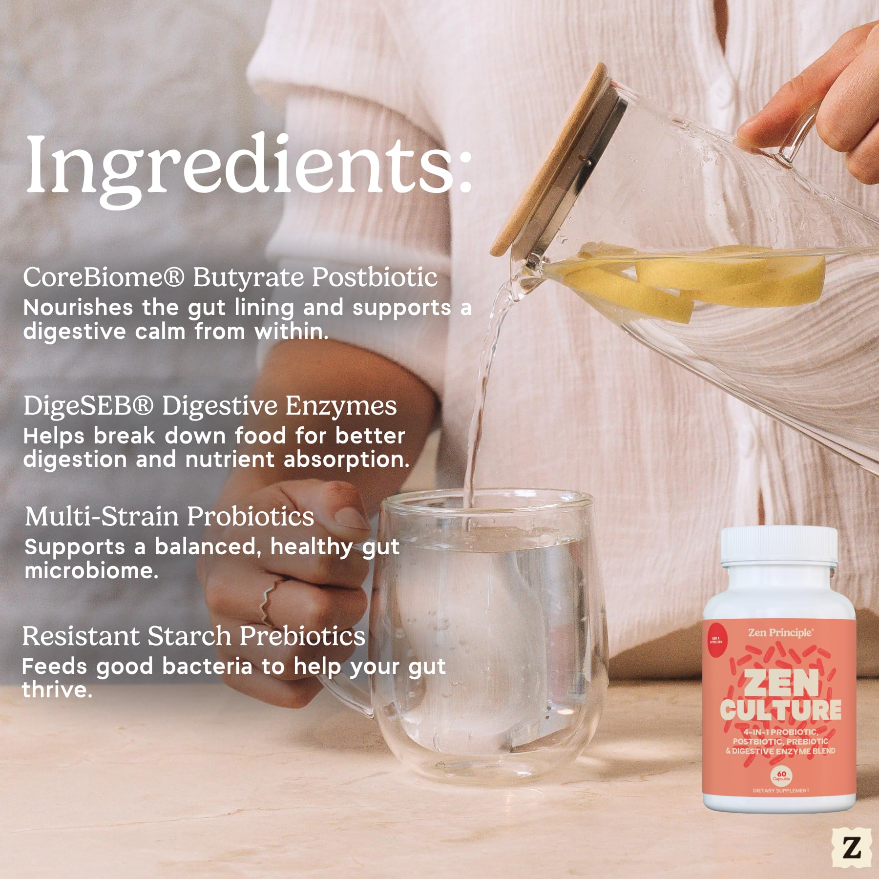 Zen Principle Zenculture™ – 4-in-1 Synbiotic Supplement (Probiotic + Prebiotic + Postbiotic + Digestive Enzymes) with CoreBiome®. Anti Bloating, Immune & Brain-Gut Health. 60 Capsules Zen Principle buy supplements canada