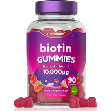 Biotin Gummies 10,000mcg | 90 Vegan Vitamins | Natural Strawberry Flavour Horbäach buy supplements canada