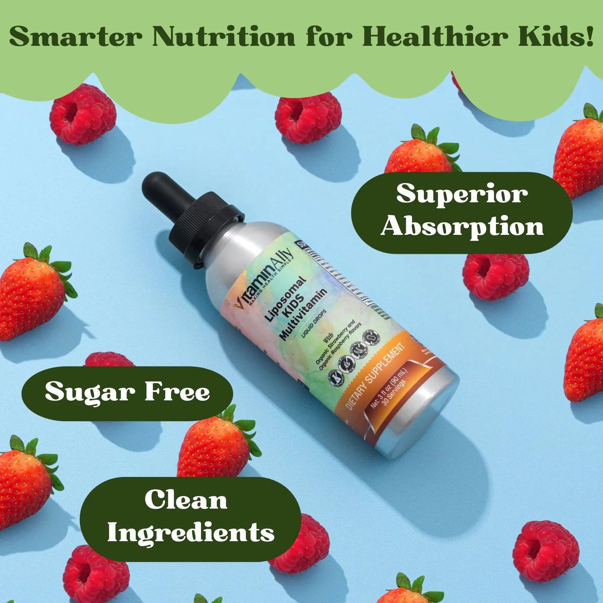 Vitaminally Liposomal Kids Liquid Multivitamin | Non-GMO | Clean | Sugar Free | Gluten Free | Organic Berry Flavors | Vitaminally buy supplements canada