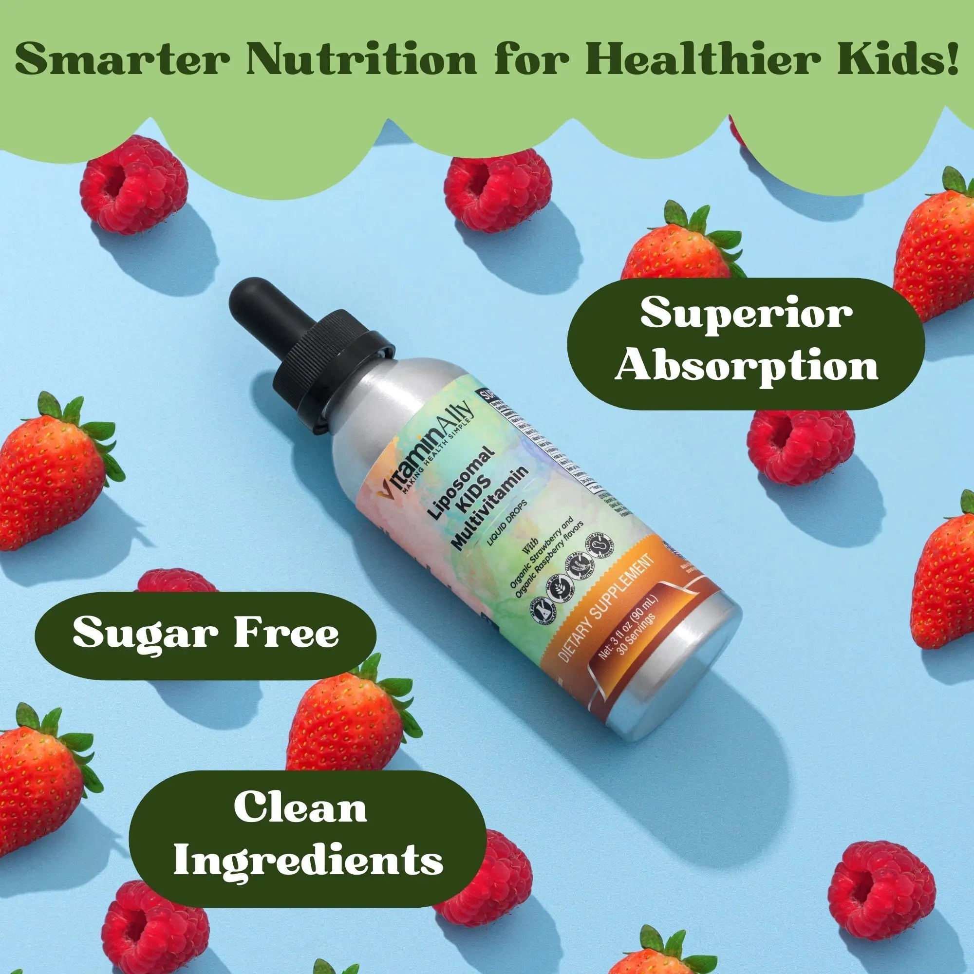 Vitaminally Liposomal Kids Liquid Multivitamin | Non-GMO | Clean | Sugar Free | Gluten Free | Organic Berry Flavors | Vitaminally buy supplements canada