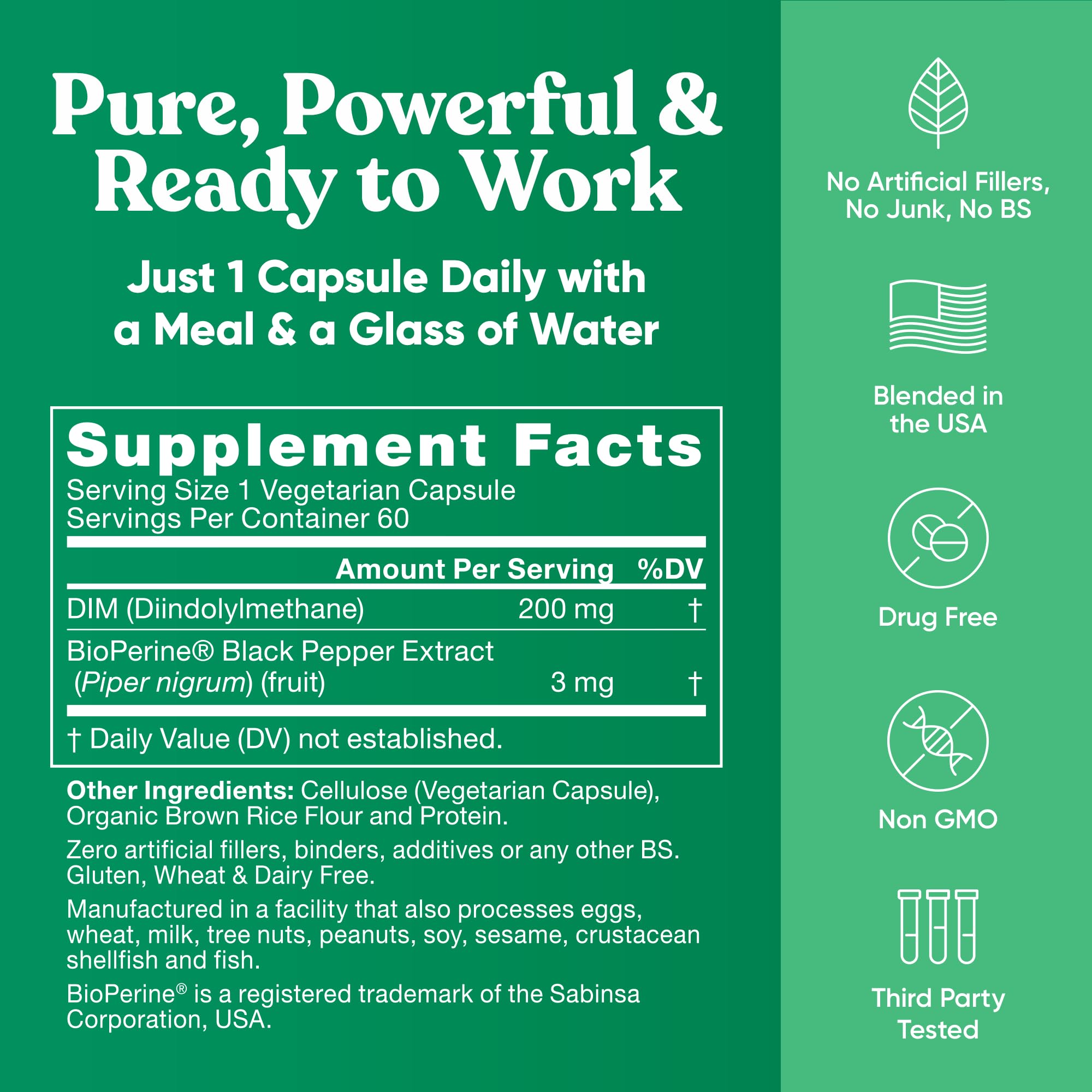 DIM Supplement Pure 200 Mg for Women or Men – Estrogen Hormone Balance Supplement for Energy, Fatigue, Stress, Menopause, Hot Flashes – Enhanced Bioavailability BioPerine – 60 Vegan Soft Capsules Eu Natural buy supplements canada