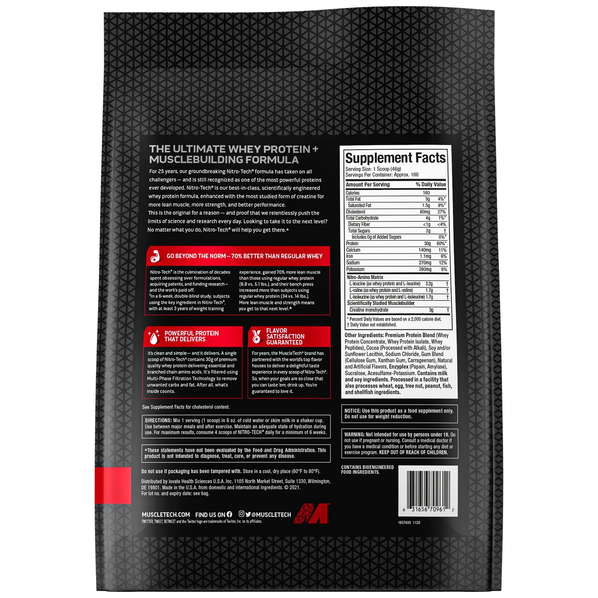 Muscletech Whey Protein Powder (Milk Chocolate, 10 Pound) - Nitro-Tech Muscle Building MuscleTech buy supplements canada