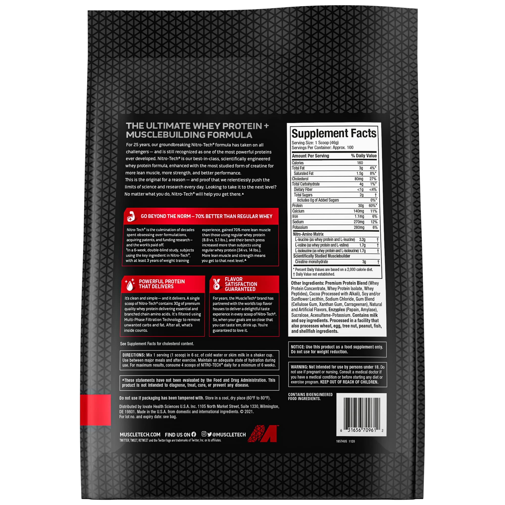 Muscletech Whey Protein Powder (Milk Chocolate, 10 Pound) - Nitro-Tech Muscle Building MuscleTech buy supplements canada