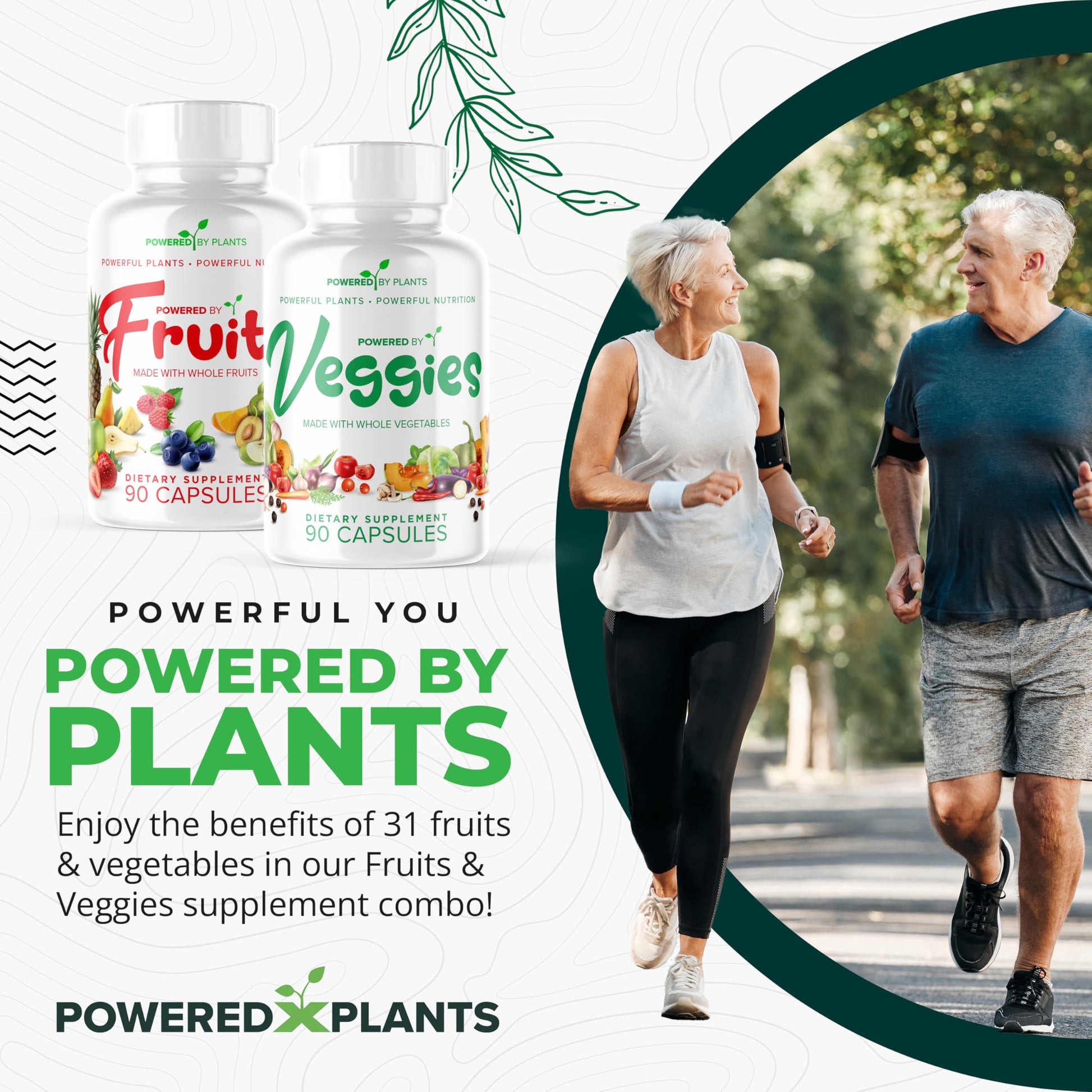 Daily Fruits and Veggies Supplement - 180 Capsules for 30 Days, Non GMO & Gluten Free Superfood with Natural Vitamins - Powered by Plants, 2-Pack POWERED X PLANTS buy supplements canada