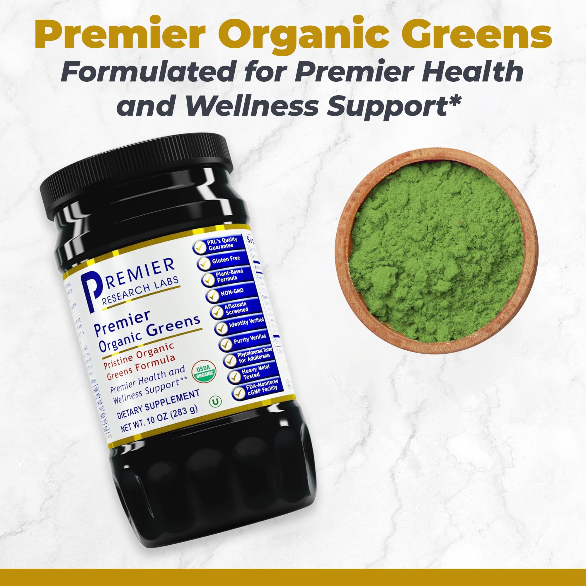 Premier Research Labs Premier Organic Greens - Super Greens Powder, Greens Superfood Powder for Drinks, Green Juice, Nutrition Support, Supergreens for Men & Women, Spinach, Alfalfa, Chlorella - 10 oz Premier Research Labs buy supplements canada