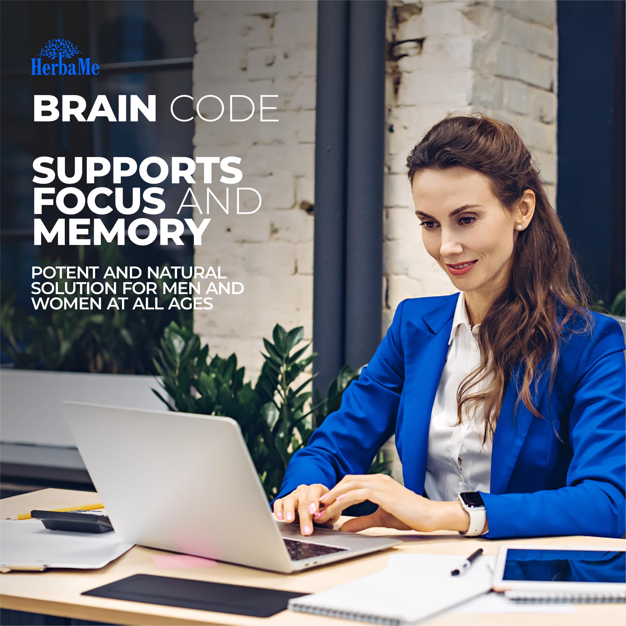 HerbaMe Brain Code Nootropic Brain Supplement for Memory and Focus | Supports Cognitive Health & Mental Clarity, Enhance Concentration | 90 Capsules HerbaMe buy supplements canada