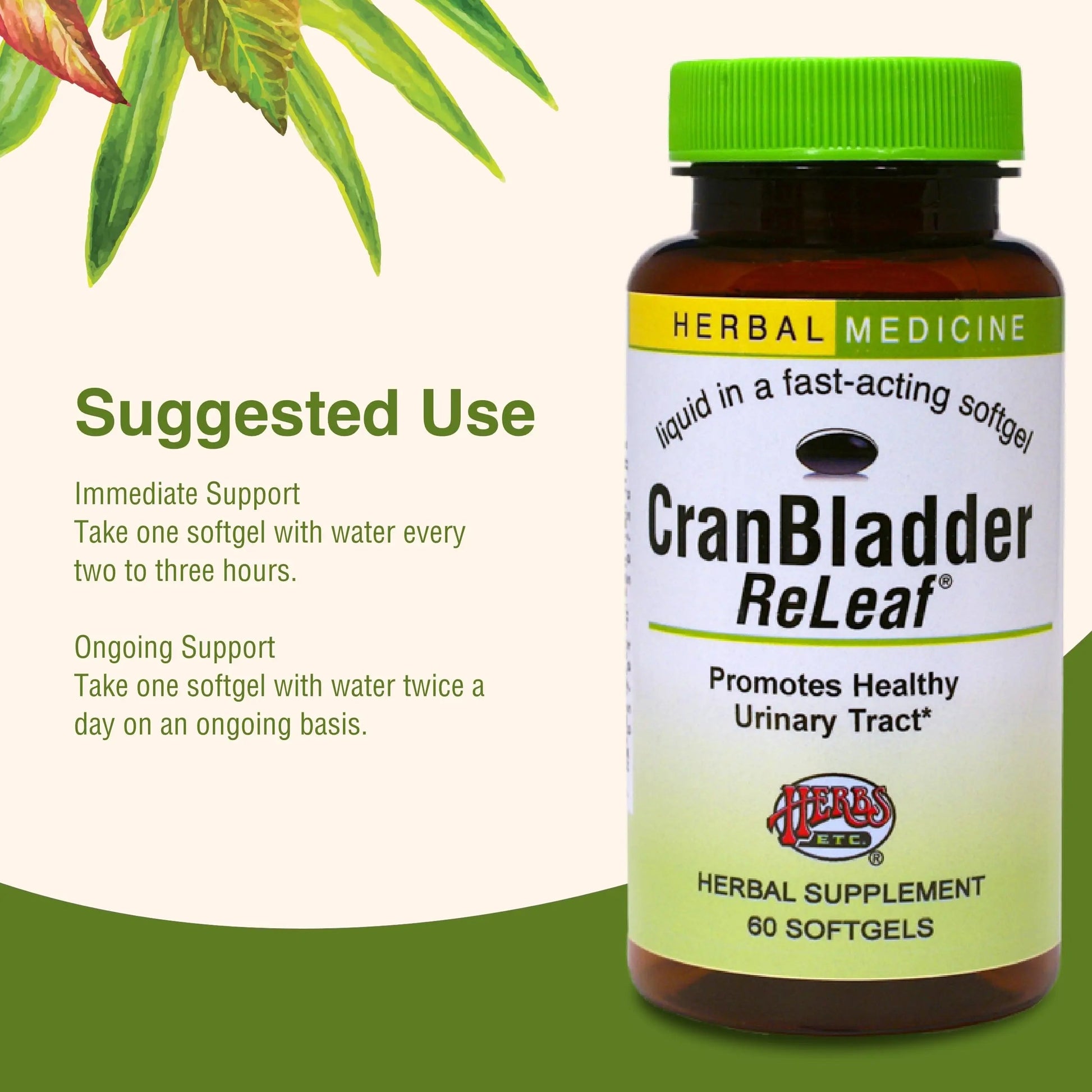 Herbs Etc. CranBladder ReLeaf Softgels - Bladder Health Support - Natural Supplement Formula to Aid Urinary Health & Comfort - Optimal Urinary Support with Cranberry - 60 Softgels (60 Servings) Herbs Etc. buy supplements canada
