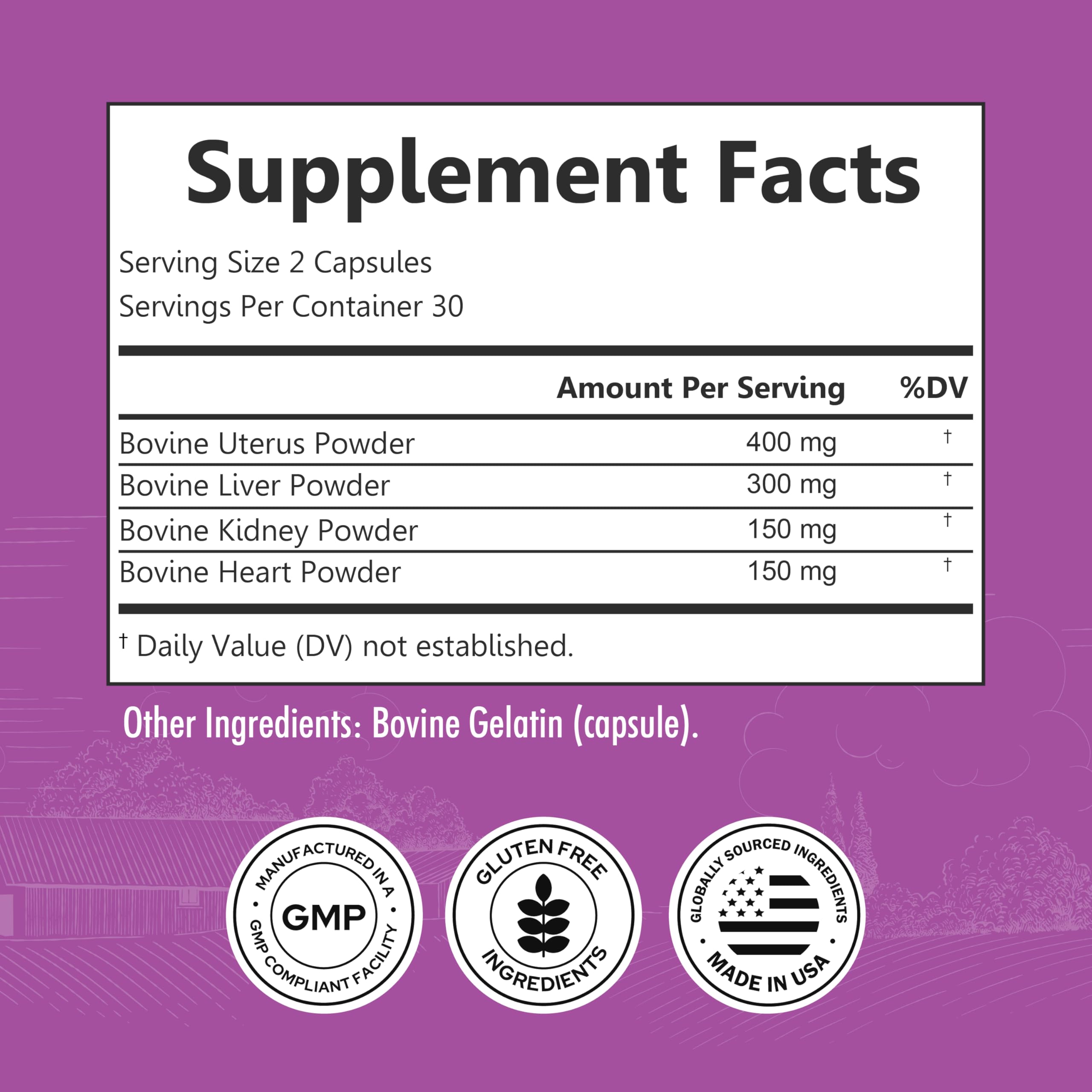 BioSchwartz Primal Beef Organ Supplement for Women - 60 Capsules - Grass-Fed & Pasture-Raised - Supports Healthy Hair Skin and Nails, Hormone Balance - with Bovine Liver, Kidney, Heart, Uterus Powder BioSchwartz buy supplements canada