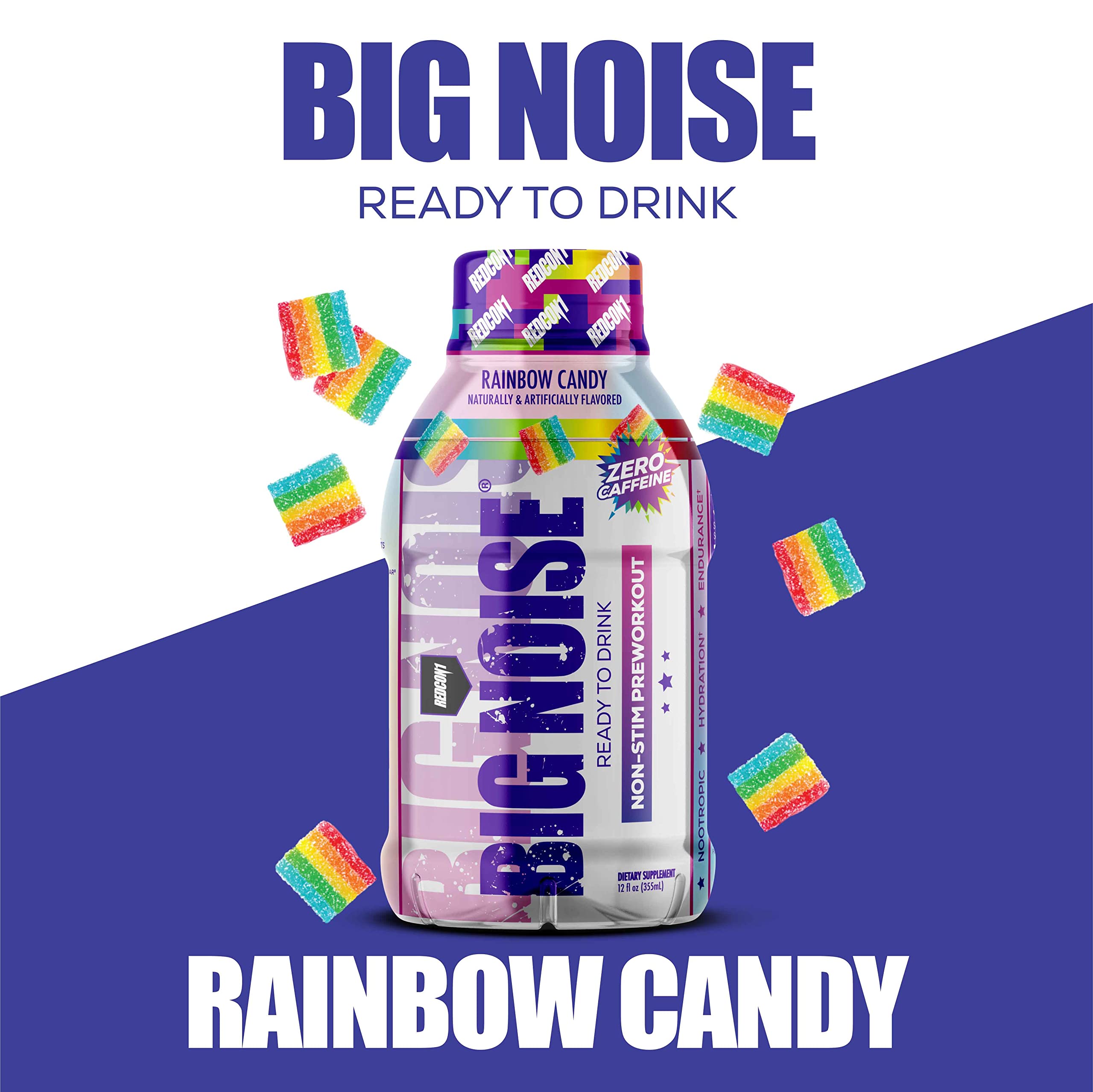 REDCON1 Big Noise RTD Pre Workout Drink, Rainbow Candy - Caffeine-Free Ready-to-Drink REDCON1 buy supplements canada