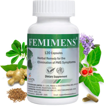 FEMIMENS – PMS Support Supplement for Women – PMS Relief for Women & Menstrual Cramp Relief – Hormonal Balance for Women – Chasteberry Vitex, Ashwagandha, Ginger, Fenugreek – 120 Vegan Capsules Ananta Medicare USA buy supplements canada