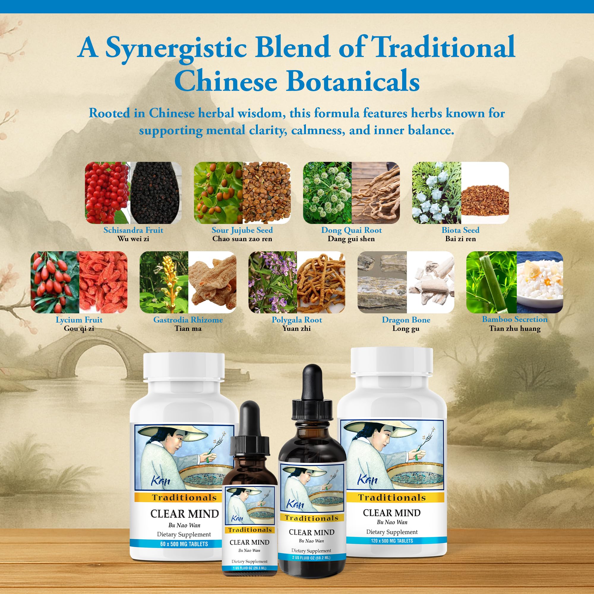 Kan Herbs Company Clear Mind Formula – Traditional Chinese Herbal Blend for Cognitive Clarity and Spirit Support, Nourishes Heart Yin and Blood, Calms Shen, Herbal Supplement, 60 Tablets Kan Herbs buy supplements canada