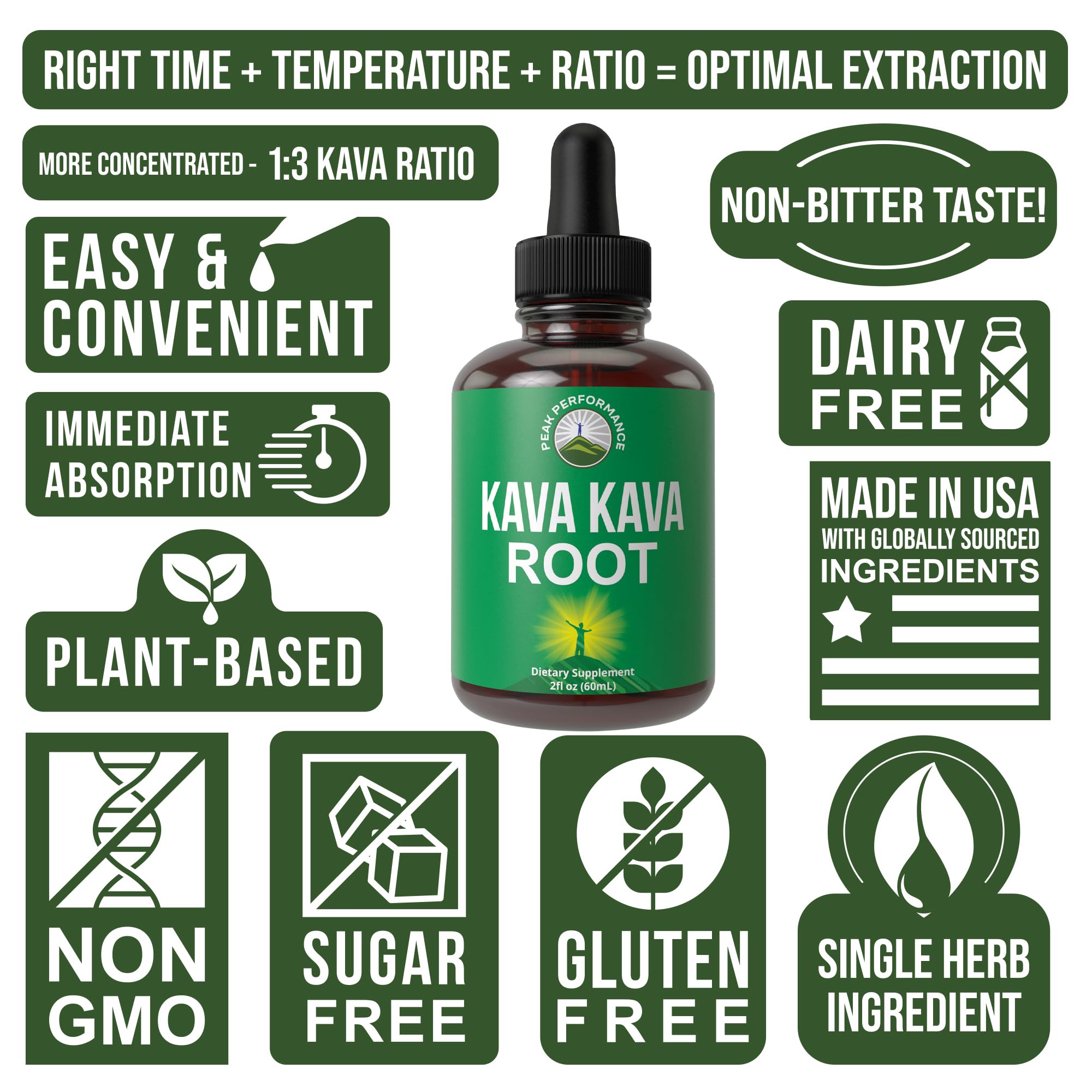 Peak Performance Kava Kava Root Extract Calming Liquid Drops More Concentrated - 1:3 Extraction Ratio. Vegan Supplement Aid for Relaxation, Natural Sleep. Sugar Free Gluten Free USA Tested Tincture Peak Performance buy supplements canada