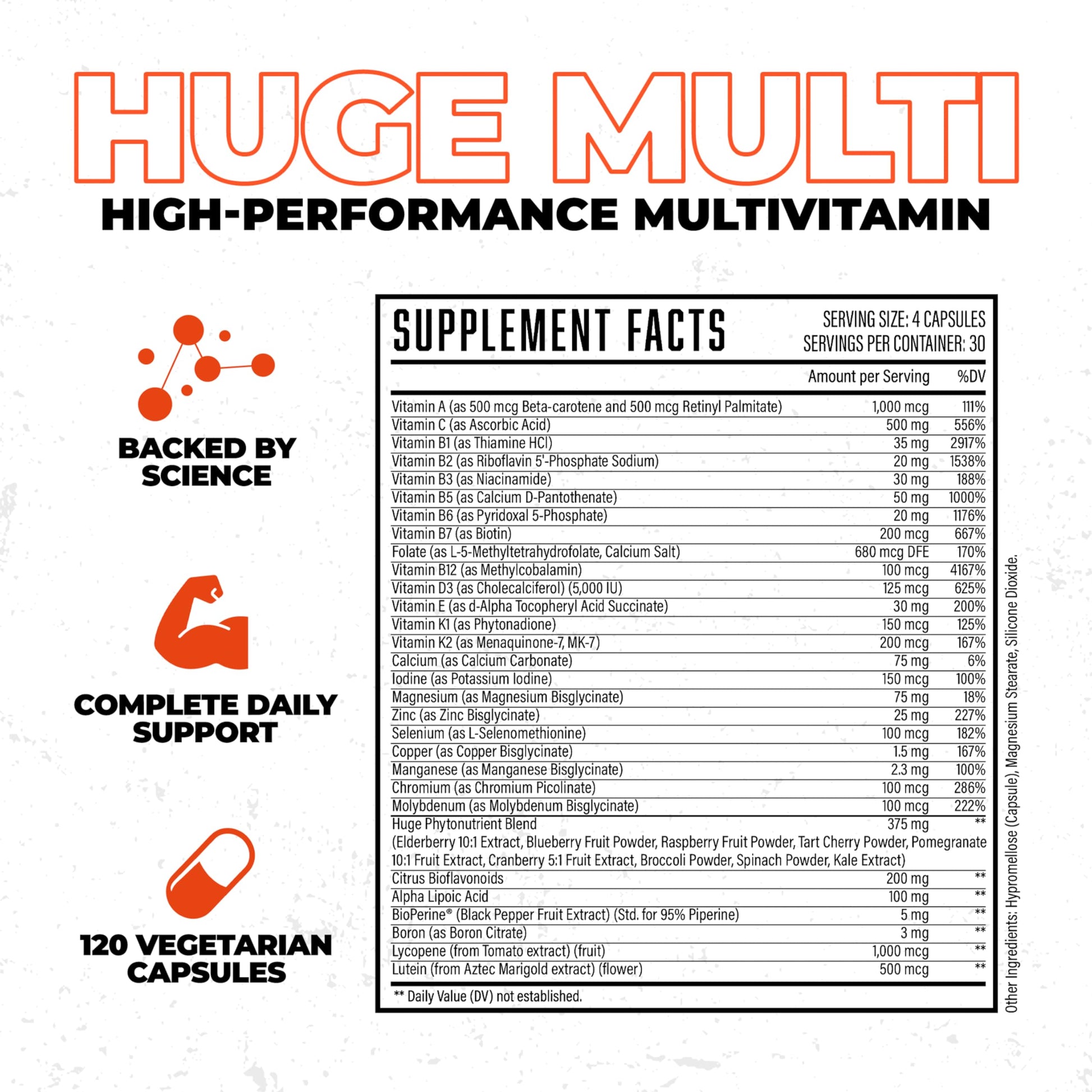 Huge Multi, Multivitamin for Men, High-Performance All-in-One Formula for Athletes & Bodybuilding, Vitamin & Mineral Replenishment, Supports Immune System & Healthy Hormone Levels (120 Capsules) Huge Supplements buy supplements canada