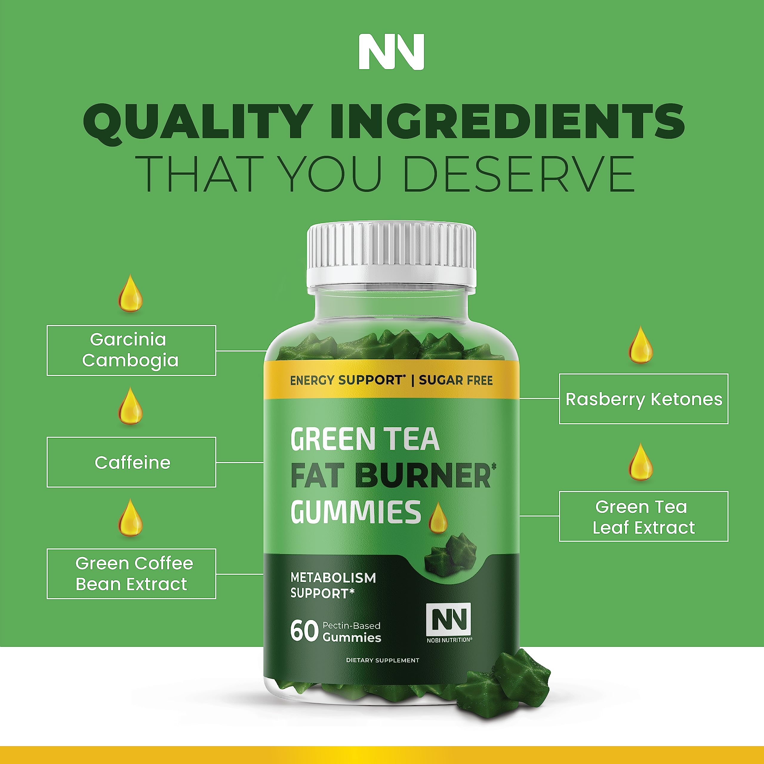 Nobi Nutrition Green Tea Fat Burner Gummies for Weight Loss | Metabolism Boost Nobi Nutrition buy supplements canada