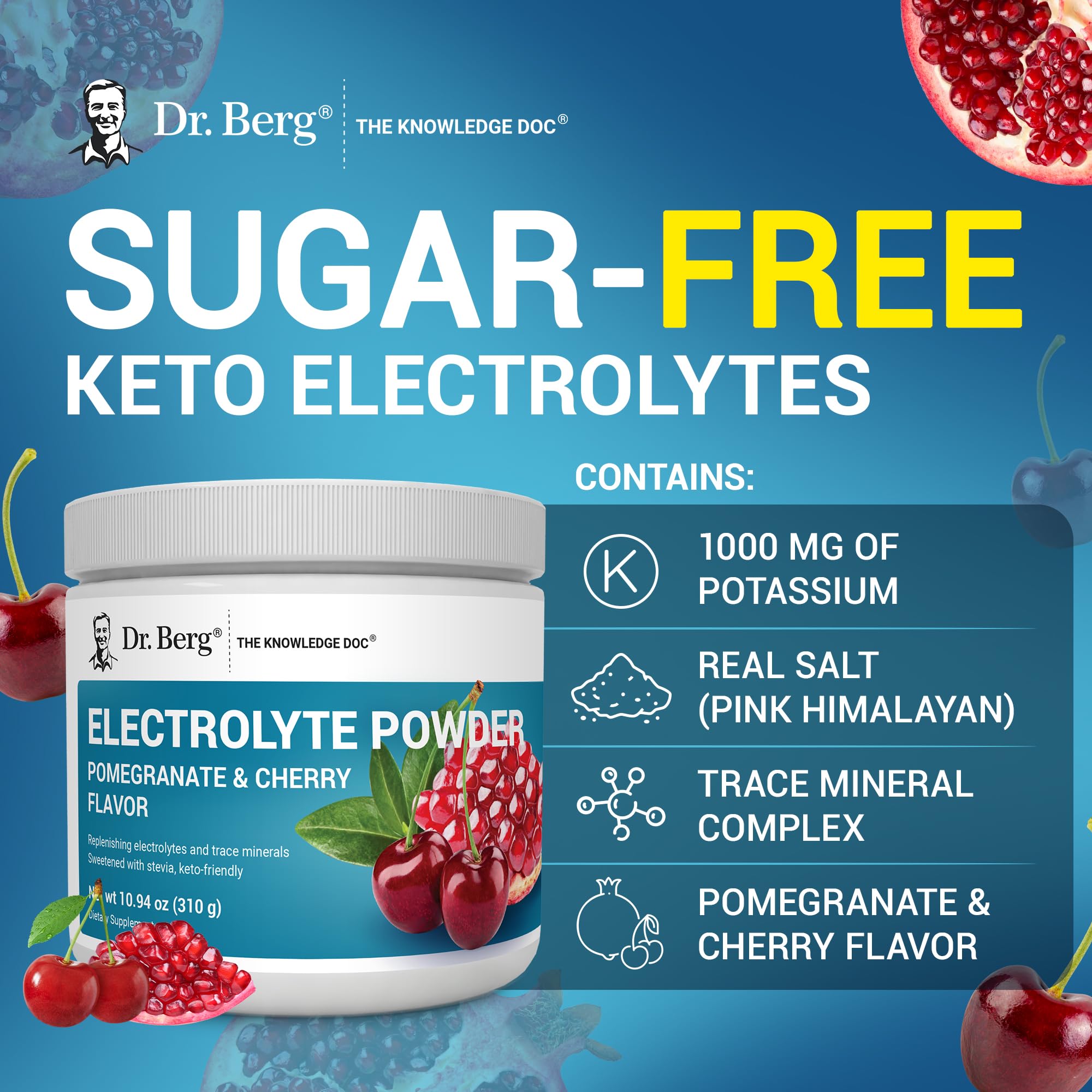 Dr. Berg Zero Sugar Hydration Keto Electrolyte Powder - Enhanced w/ 1000 mg of Potassium & Real Pink Himalayan Salt (NOT Table Salt) Dr. Berg Nutritionals buy supplements canada