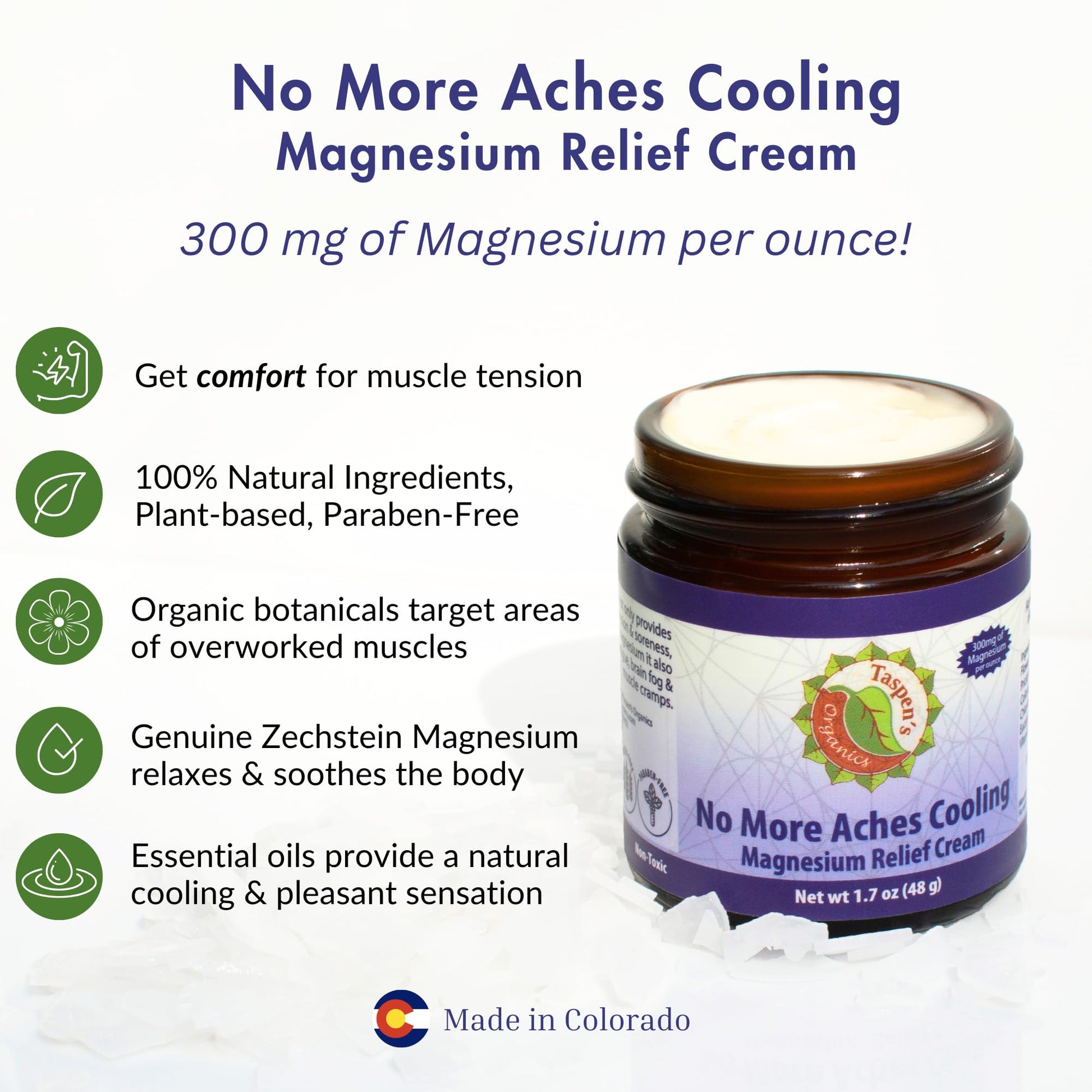 Taspen’s Organics Magnesium No More Aches Cooling Cream – Topical Magnesium Cream for Muscle Relief, Sore Muscles & Post-Workout Recovery with Arnica, Herbs & Essential Oils Taspen's Organics buy supplements canada