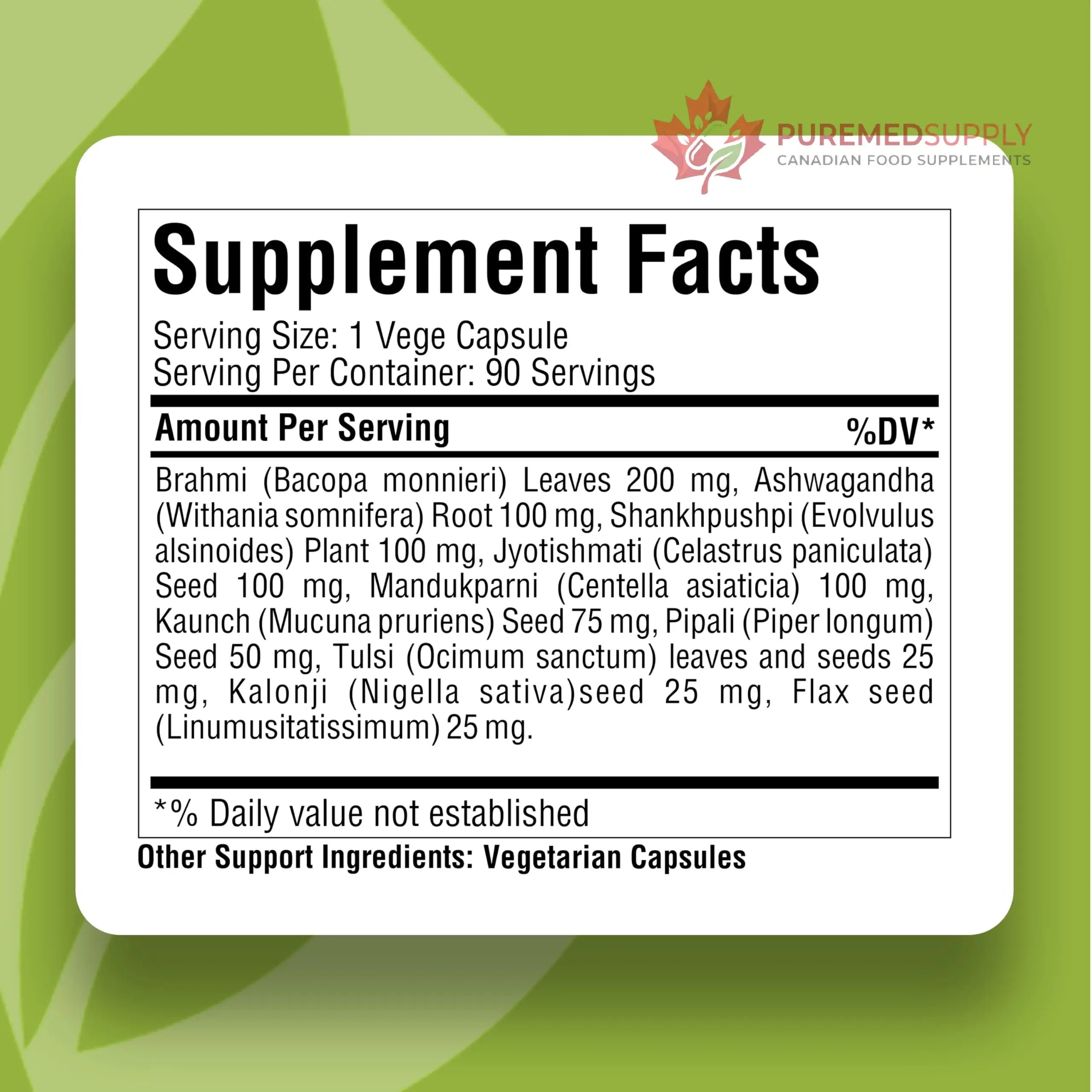 Herbsforever Omega Mind - Support Brain Function, Cognitive, Memory, Mental Clearity |Consentration,with Bacopa, Ashwagandha, Mucuna 10 Ayurvedic Herb Extracts|90 Veg Capsules|800 mg Herbsforever buy supplements canada