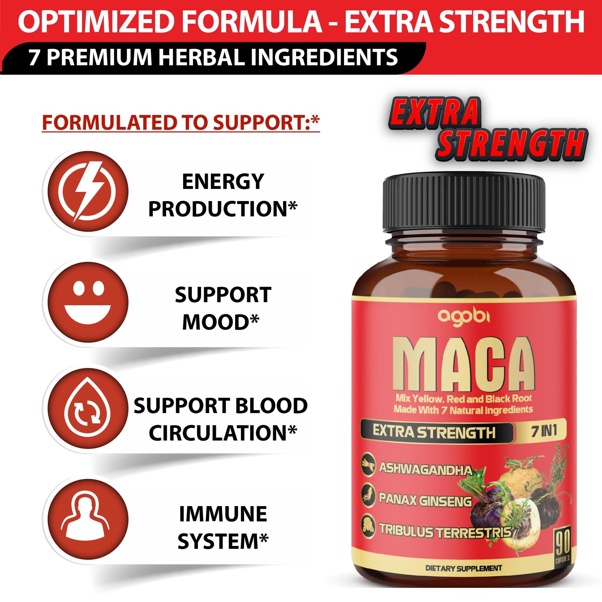 Maca Root Capsules - Supports Natural Health - Energy - Performance & Mood Supplement - Enhanced Blood Flow 3-Month Supply agobi buy supplements canada