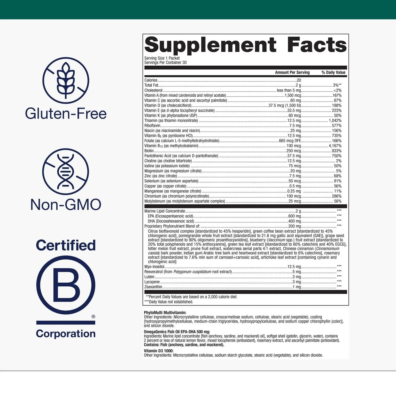 Metagenics Wellness Essentials Daily Packs - Multivitamin & Omega-3 Packets with Vitamins A, C, D, E & B - Supports Heart, Brain, Immune & Bone Health Metagenics buy supplements canada