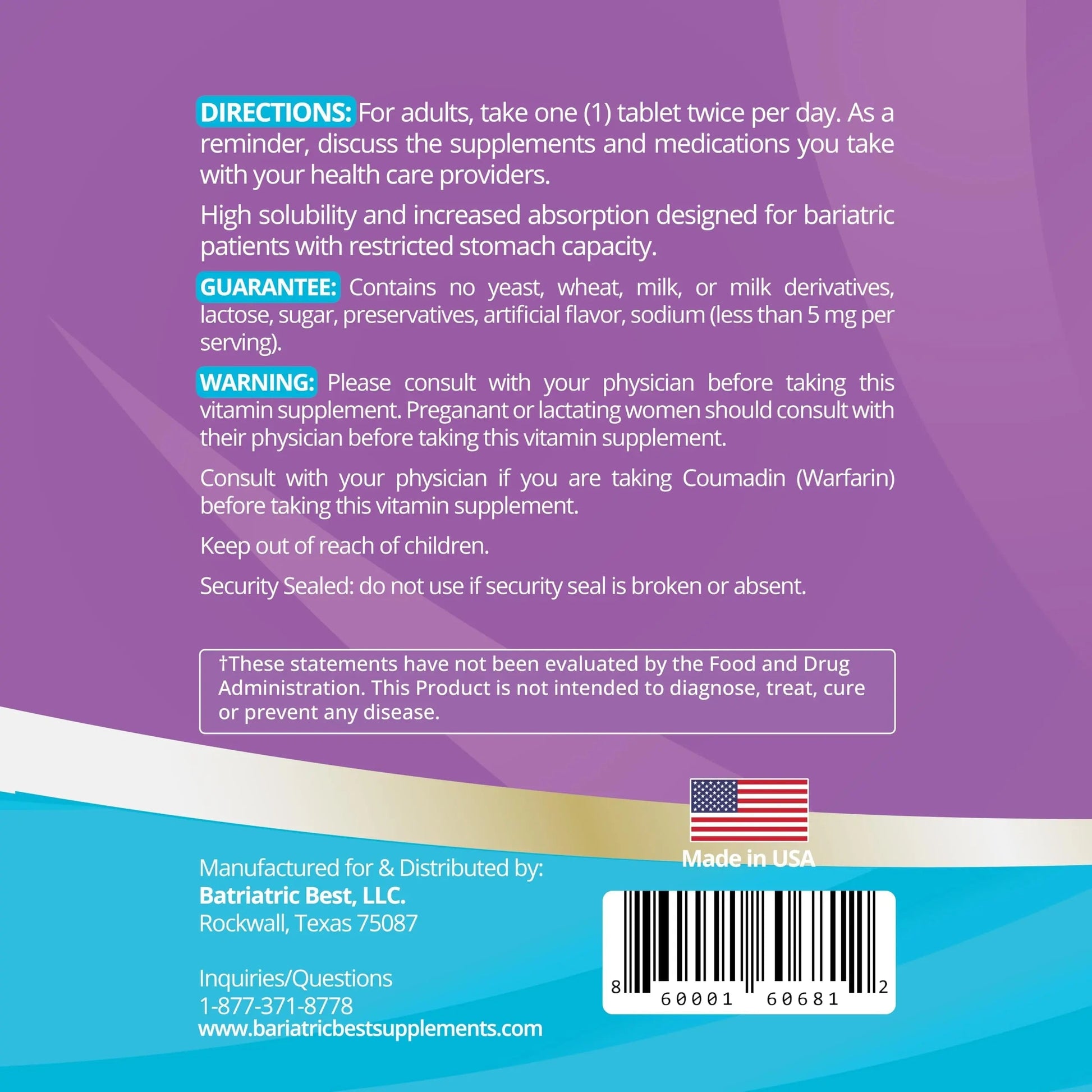 High A D E K Bariatric Multivitamin for Post DS/SADI Surgery, 25 Essential Nutrients for Post-Weight Loss Surgery, 180 Tablets Bariatric Best Supplements buy supplements canada
