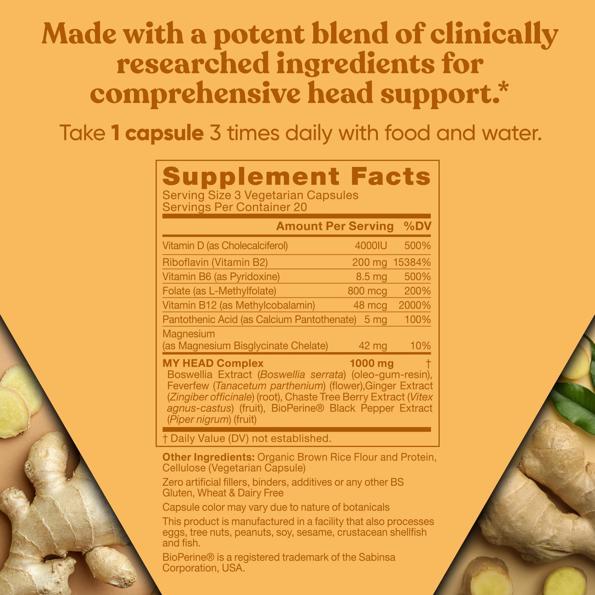 My Head! Headache Vitamins – Sensitivity, Tension, Comfort, Healthy Head Function for A Clear Mind – Fast acting Magnesium, Feverfew, Boswellia, Vitamin D, Ginger, & More – 60 Soft Capsules Eu Natural buy supplements canada