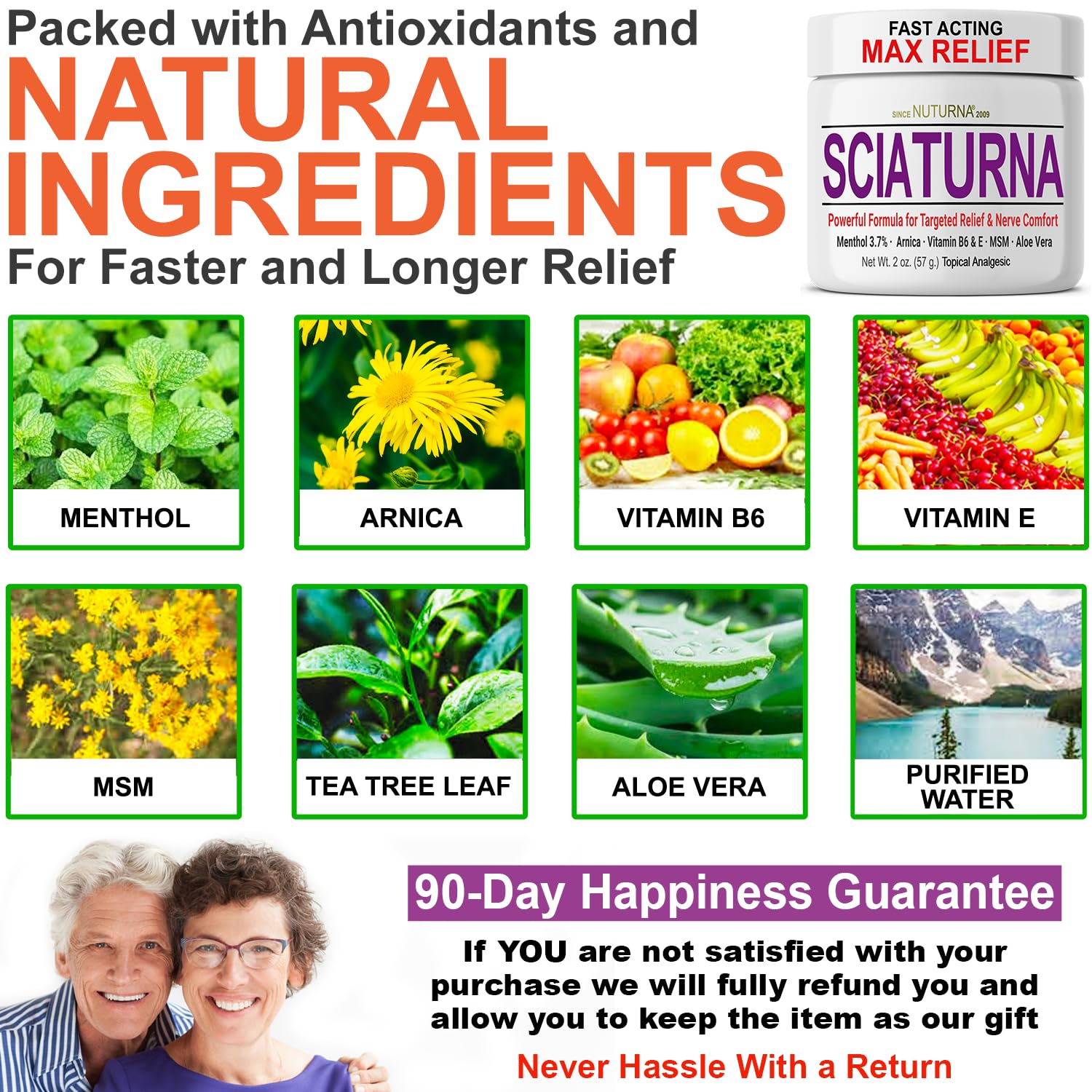 Sciatica Nerve Cream - Maximum Strength Comfort Cream for Feet, Hands, Legs, Toes, Back - Natural Ultra Strength Arnica, MSM, Menthol, Soothing Comfort, 2 Oz Nuturna buy supplements canada