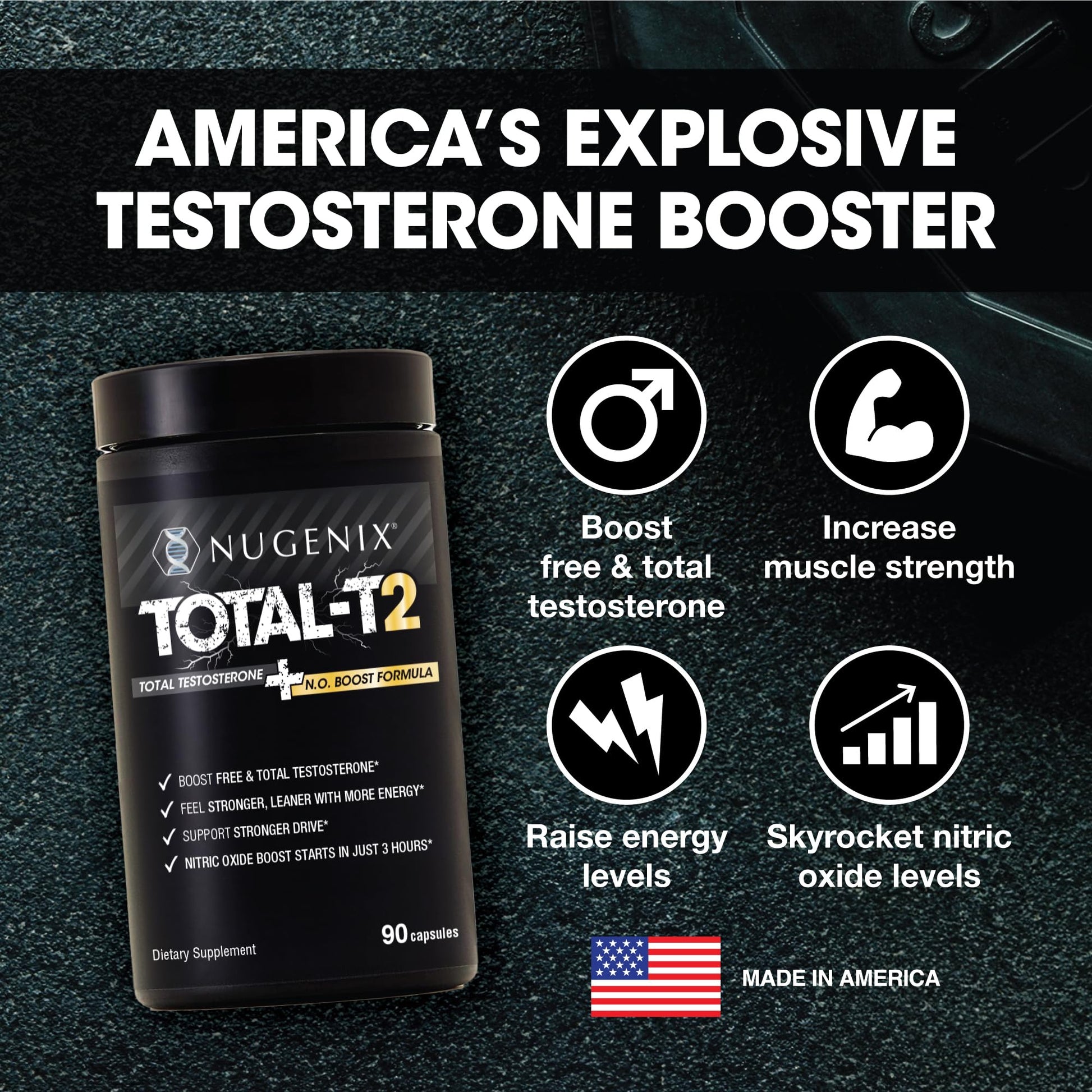 Nugenix Total-T2 - Nitric Oxide Booster for Men, Tesnor, S7, ElevATP, Tongkat, Citrulline, Nitric Oxide and Testosterone Supplement for Men (90 Count) Nugenix buy supplements canada