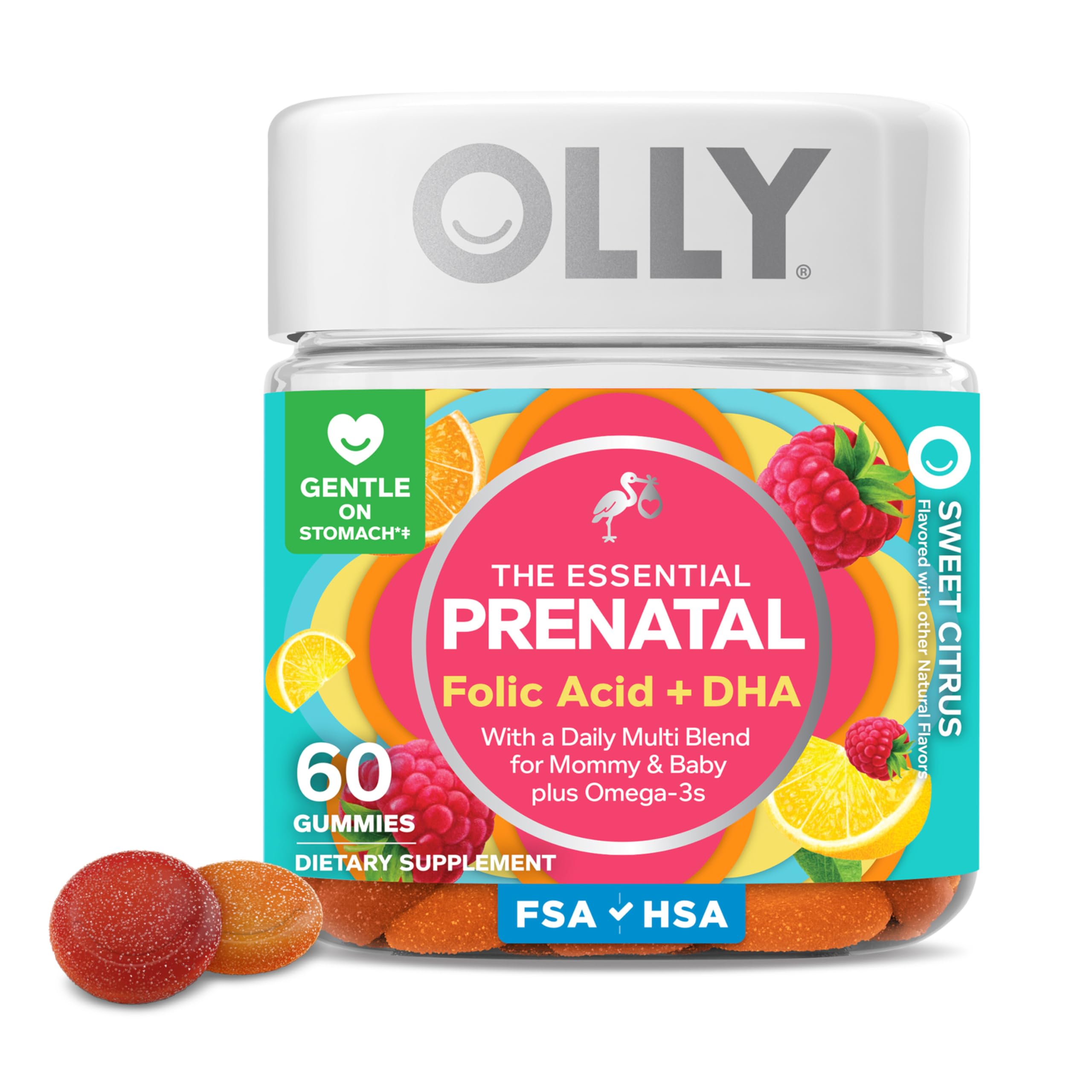 OLLY Prenatal Multivitamin Gummy, Supports Healthy Growth and Brain Development, Folic Acid, Vitamin D, Omega 3 DHA, Chewable Supplement OLLY buy supplements canada