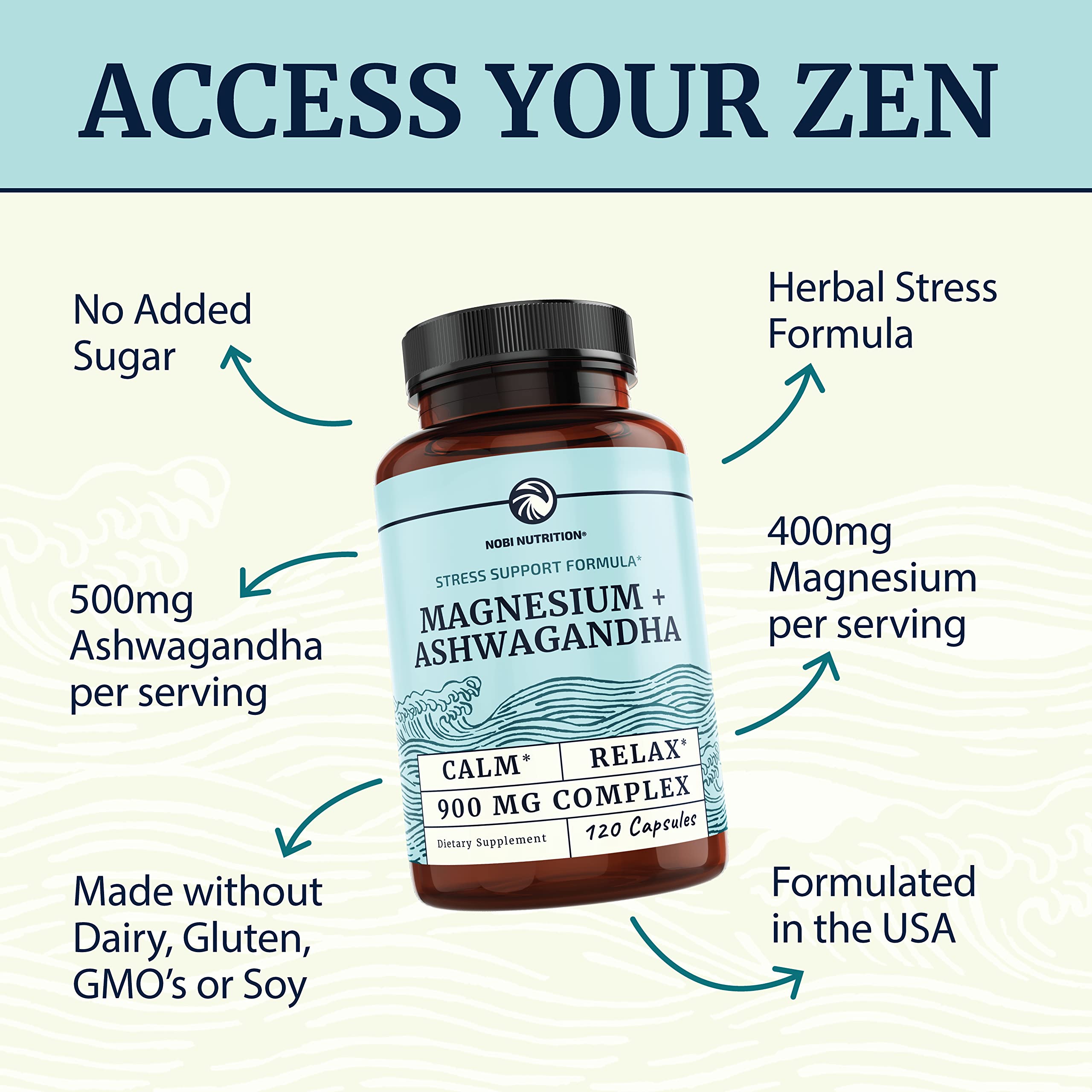 Magnesium Ashwagandha | Calming Magnesium Supplement for Adults | Relax, Rest Nobi Nutrition buy supplements canada