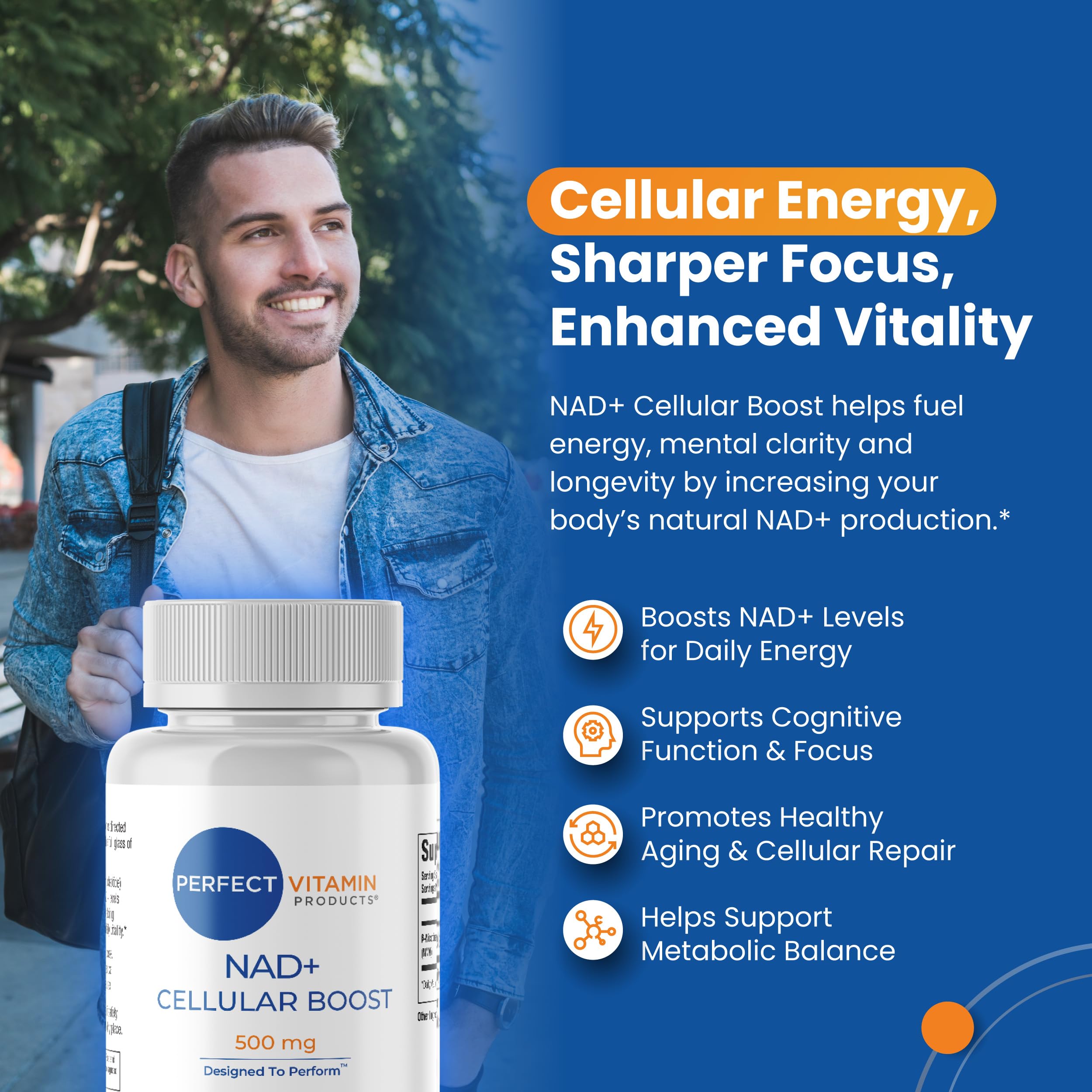 Perfect Vitamin Products NAD+ Cellular Boost – 500mg NMN Supplement for NAD+ Support, Cellular Energy, Brain Clarity & Anti-Aging – Longevity & Recovery Support – 90 Vegan Capsules (30 Servings) Perfect Vitamin Products buy supplements canada