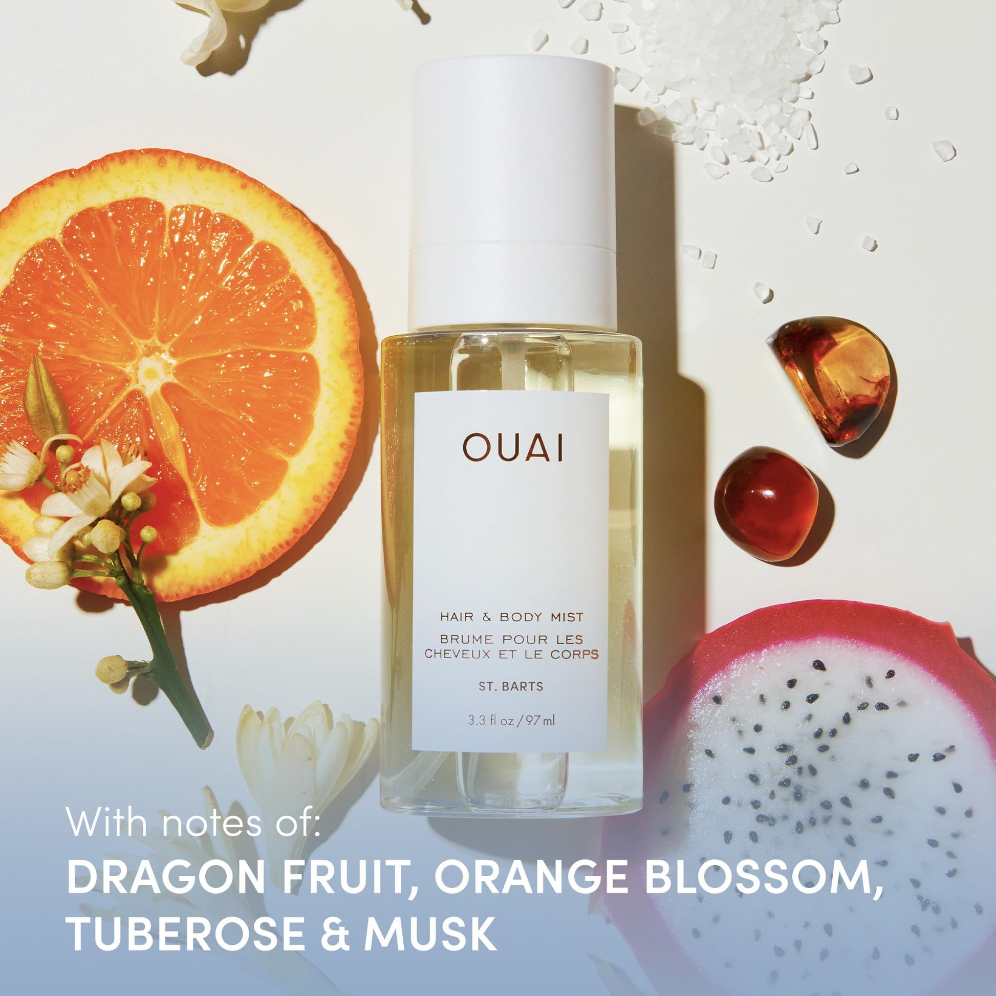 OUAI St. Barts Travel Bundle - Includes Travel Size Scalp & Body Scrub, Foaming Shower Gel, Hydrating Cream, and Hair & Body Mist (4 Count, 3.4 Oz/3.4 Oz/3 Oz/3.3 Oz) OUAI buy supplements canada