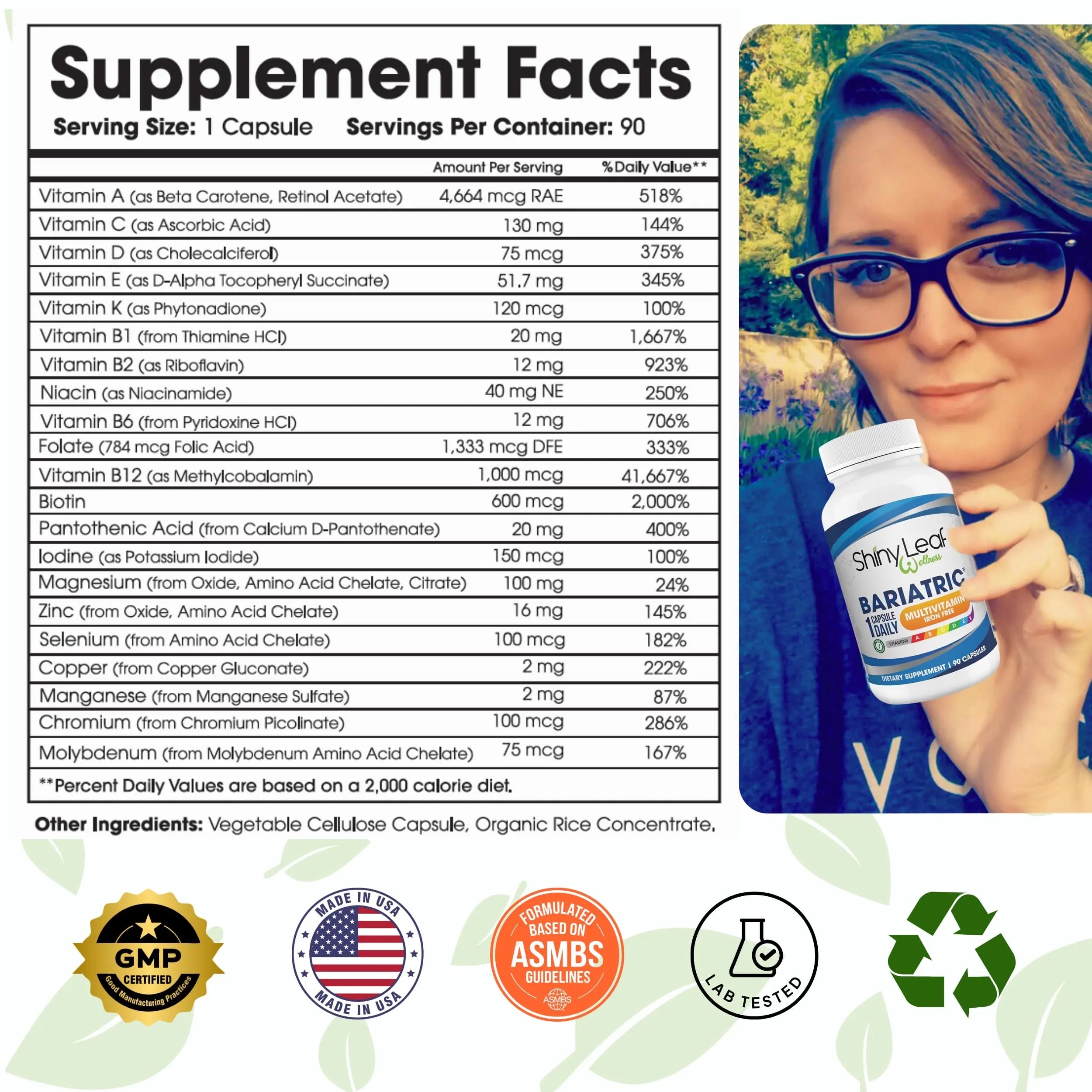 Bariatric Multivitamin Iron-Free One Capsule Per Day and CoQ10 100mg Supplement for Brain Health and Energy Management for Women and Men Shiny Leaf buy supplements canada