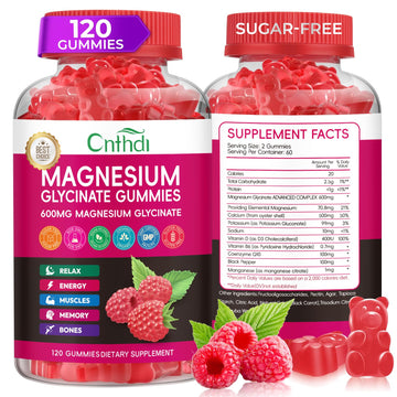Magnesium Glycinate Gummies 600mg, High Absorption Magnesium Gummies, Black Currant Oil, Calcium, Vitamin B6, Sugar Free Chews for Adults & Kids Relaxation, Stress Relief, Night Rest CNFHDI buy supplements canada