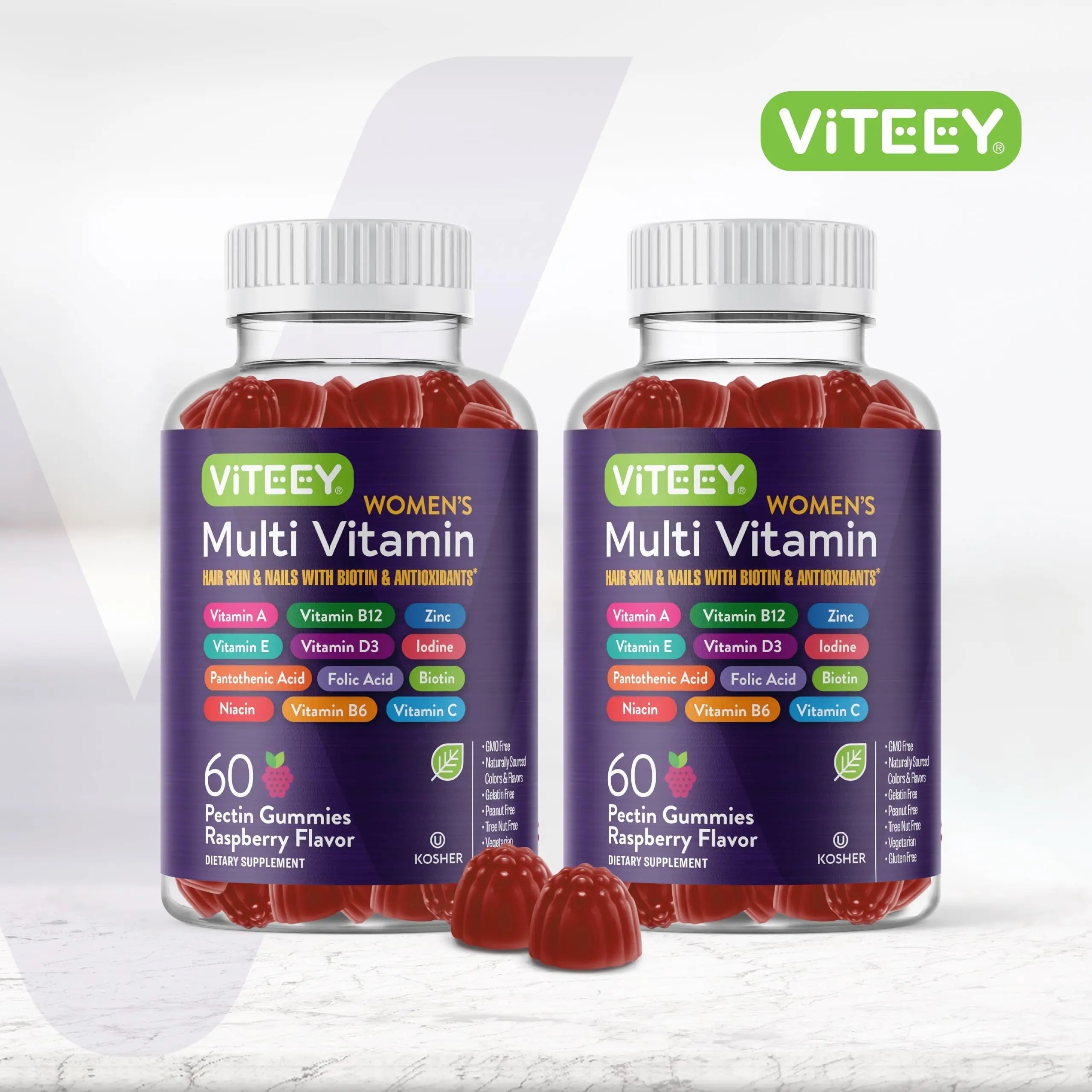 Viteey Womens Multivitamin Gummies - Immune Support - 12 in 1 Essential Vitamins & Minerals - Vitamin A, C, D3, E, B6, B12, Folic Acid, Biotin, Calcium Viteey buy supplements canada