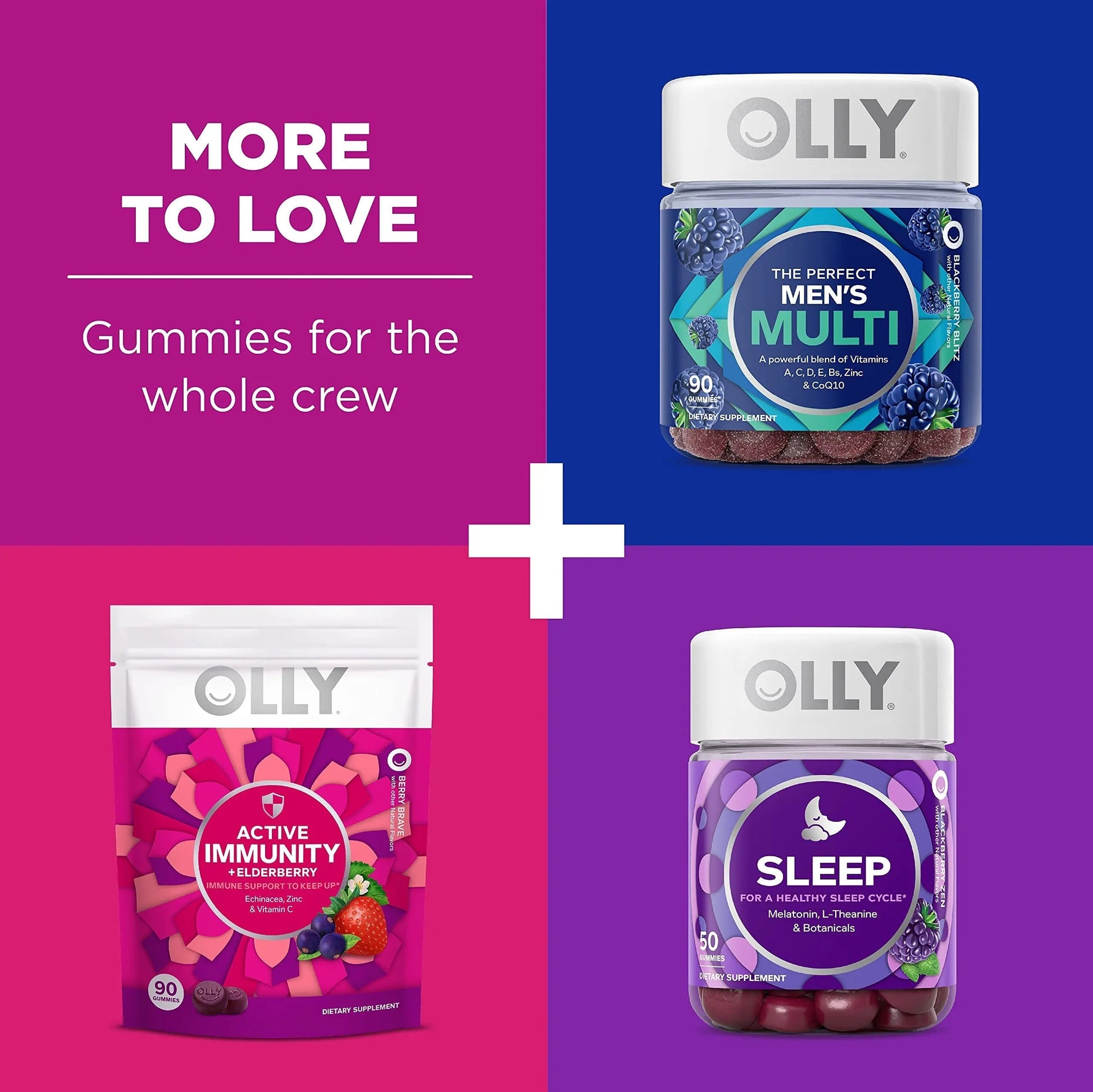 OLLY Gift, Family 2 Pack: Women's Multivitamin Gummy (90 Count), Kids Multivitamin + Probiotic Gummy (70 Count), Vitamins A, D, C, E, B, Chewable Supplement OLLY buy supplements canada