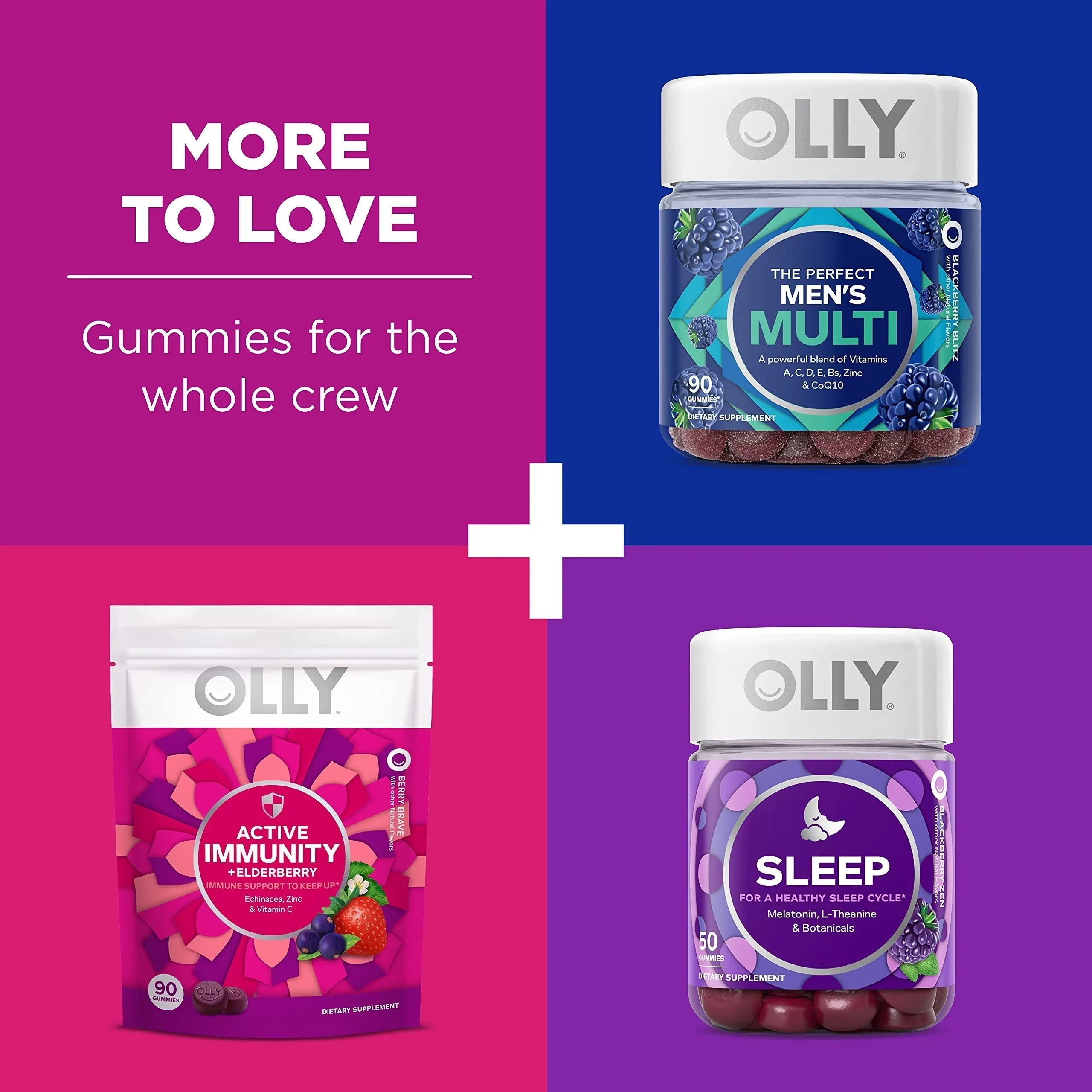 OLLY Gift, Family 2 Pack: Women's Multivitamin Gummy (90 Count), Kids Multivitamin + Probiotic Gummy (70 Count), Vitamins A, D, C, E, B, Chewable Supplement OLLY buy supplements canada