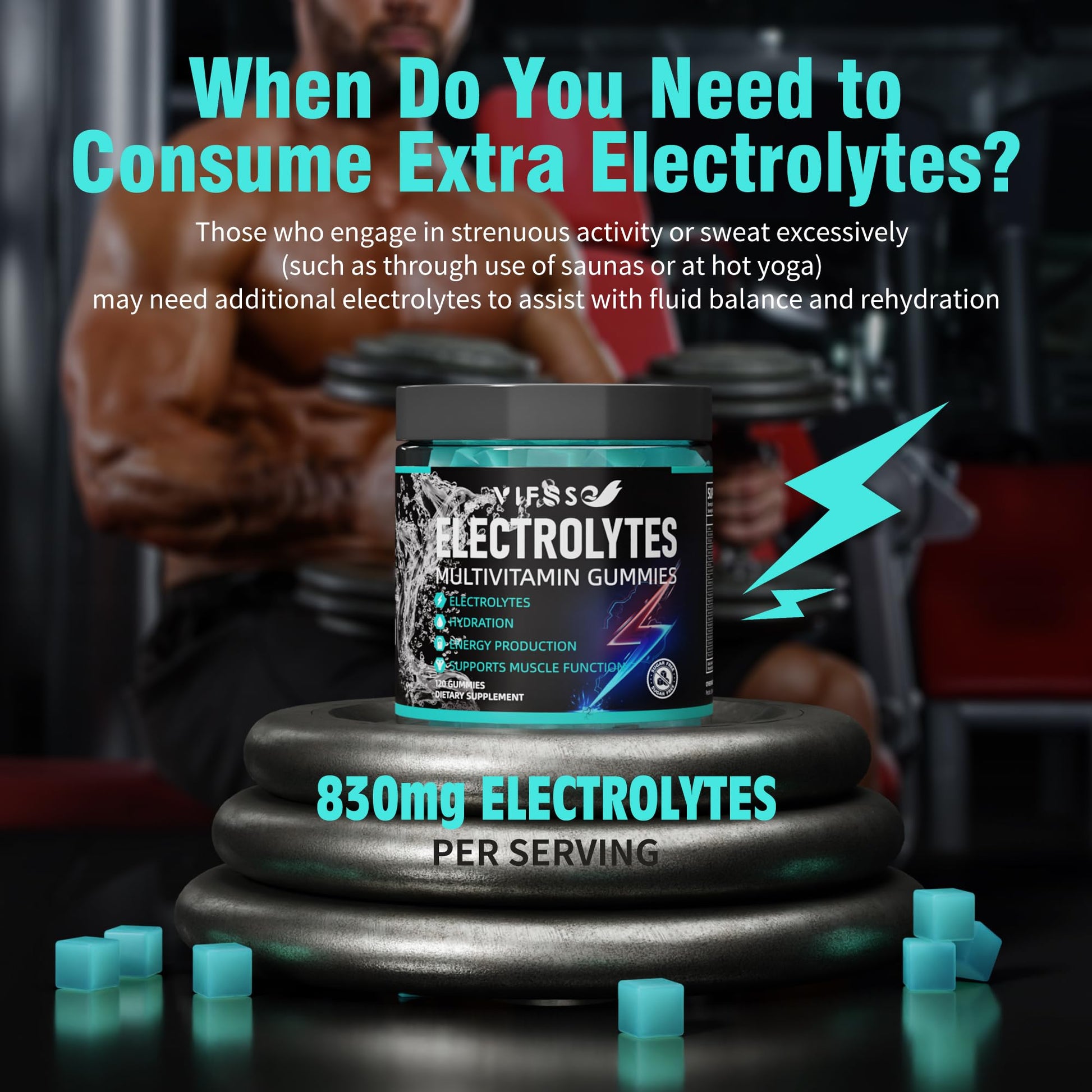 VIFSSG Electrolytes Gummies No Sugar, 120 Chewable Electrolyte Gummies with 6 Electrolytes for Runners and Endurance Sports, Refreshing Blue Raspberry, Hydration Electrolyte Chews, 1 Pack VIFSSG buy supplements canada