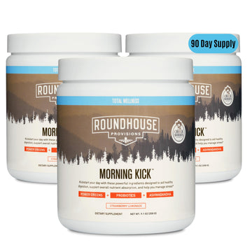 ROUNDHOUSE PROVISION Morning Kick, Greens Superfood Powder Supplement with Ashwagandha, Collagen & Probiotics - Sugar Free, Caffeine Free (3 Pack, Strawberry Lemonade Flavor) by Chuck Norris ROUNDHOUSE PROVISION buy supplements canada