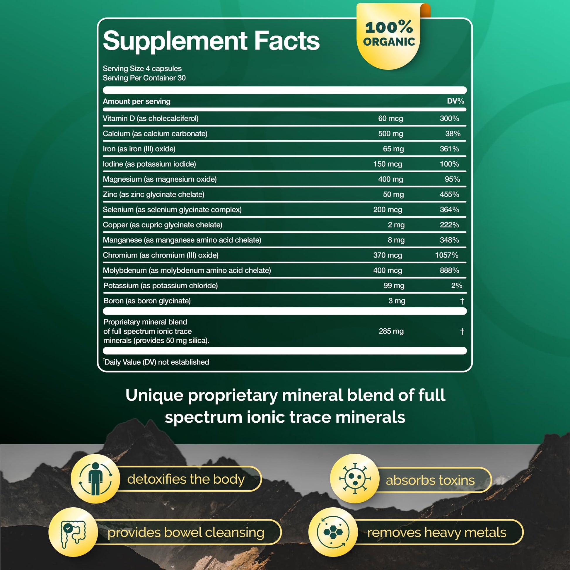 ADEO2 - Premium Blend of 52 Trace Minerals Complex with Essential Minerals in Chelated Form – All Natural and 100% Organic - 120 Capsules - Full Spectrum Ionic Mineral Blend - Safe for Women and Men ADEO2 buy supplements canada