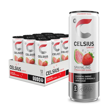 CELSIUS Sparkling Strawberry Guava, Functional Essential Energy Drink 12 Fl Oz (Pack of 12) CELSIUS buy supplements canada
