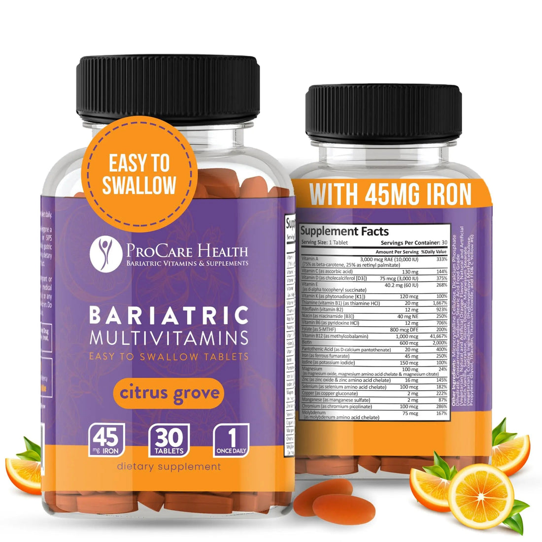 Procare Health Bariatric Multivitamin with Iron 45mg Easy to Swallow 30 Tablets - Post Op Bariatric Vitamins for Gastric Bypass Pills ProCare Health buy supplements canada